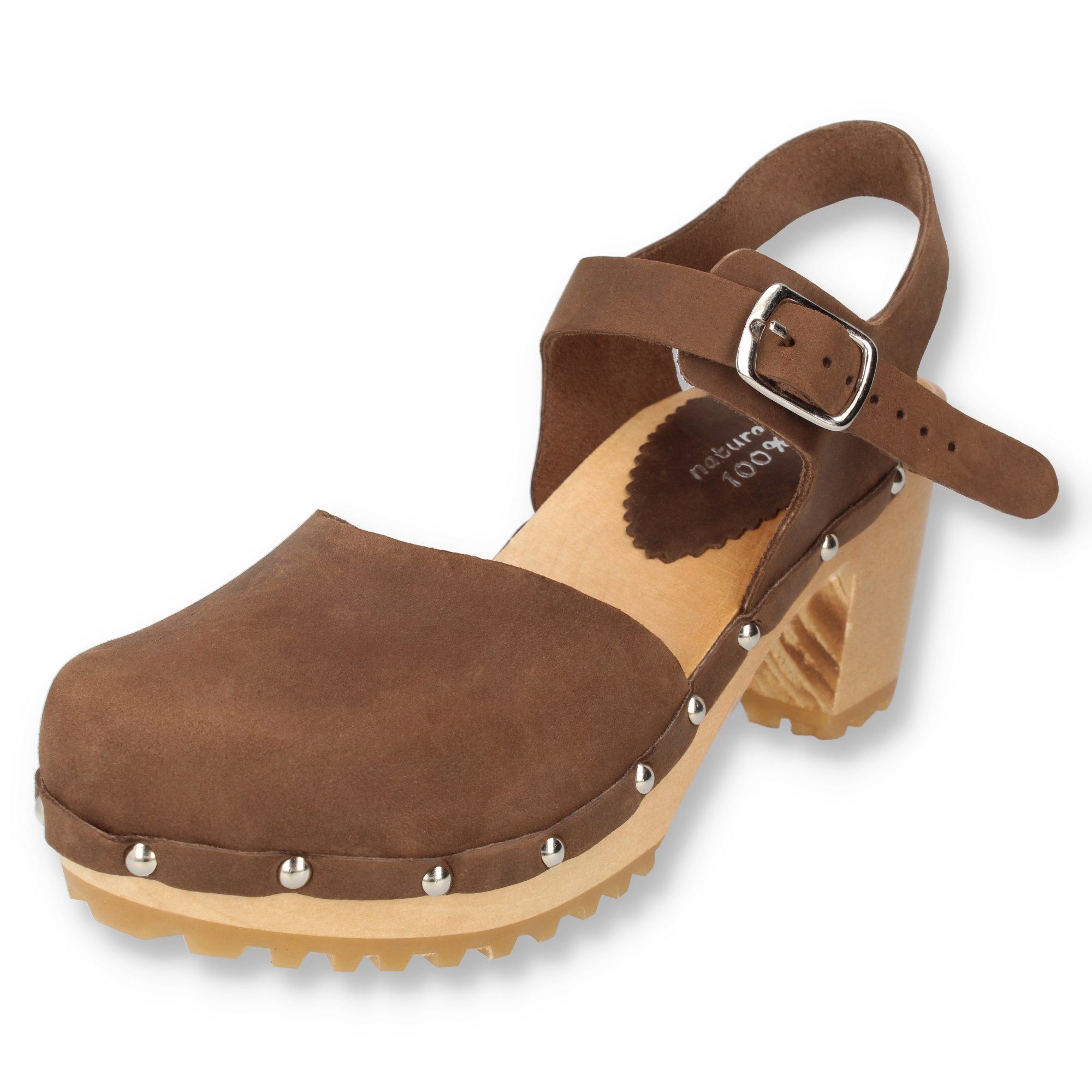 Cloque Battonya Damen Clog mit Holzabsatz, Sandalen Sandalette Echtholzsohl günstig online kaufen