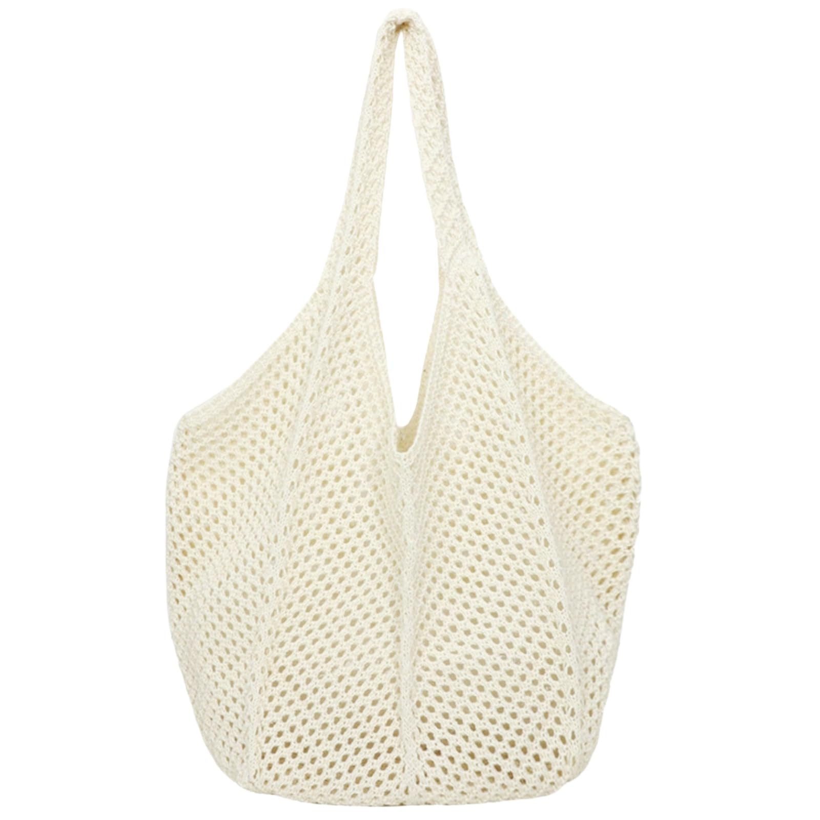 FOUORTUNATE-BEE Strandtasche Gehäkelte Mesh Strandtasche, Damen Gestrickte Umhängetasche (Häkeltasche für den Sommer Groß Umhängetasche, für Urlaub Reisen Strand Sommer)