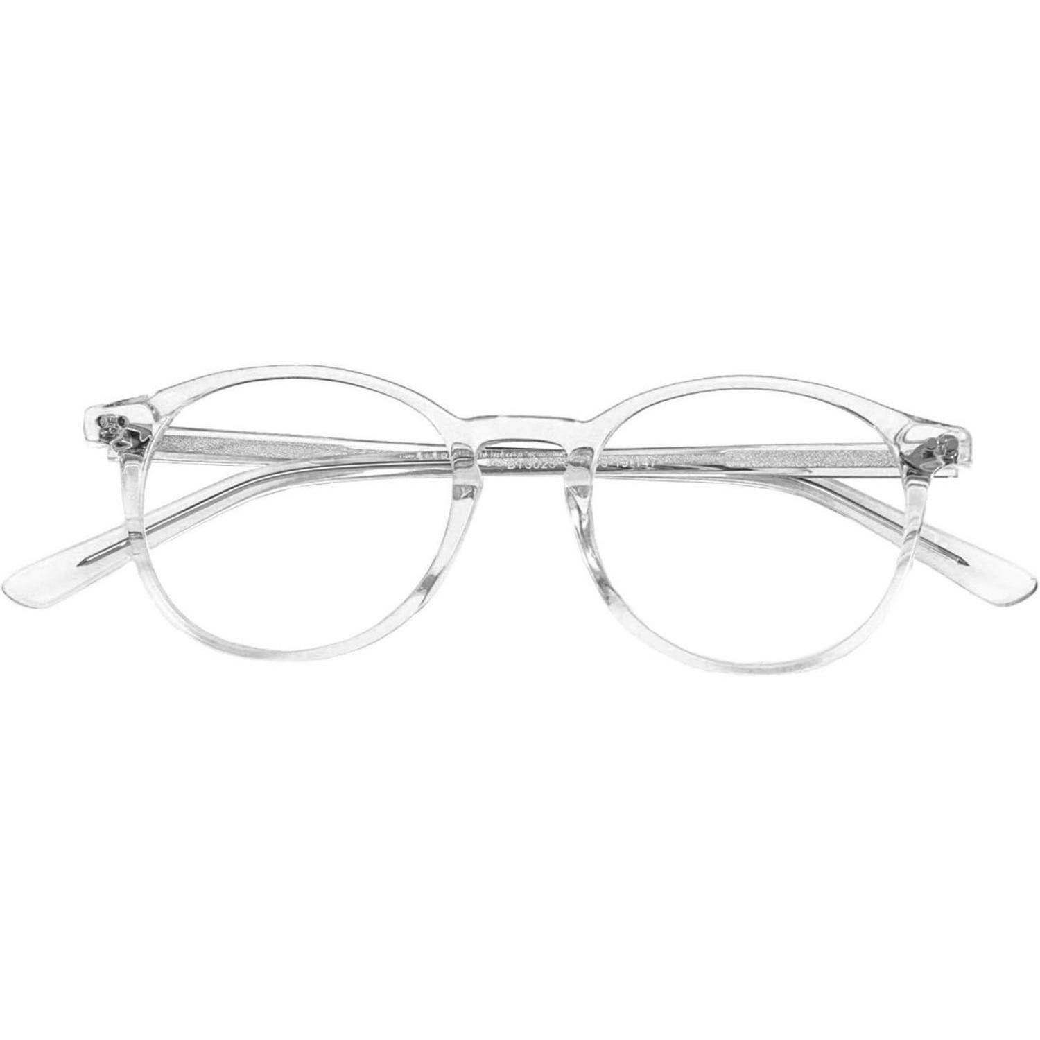 LuxusKollektion Brillengestell Brillenrahmen Nerdbrille vintage rund Damen Herren C4 Durchsichtig