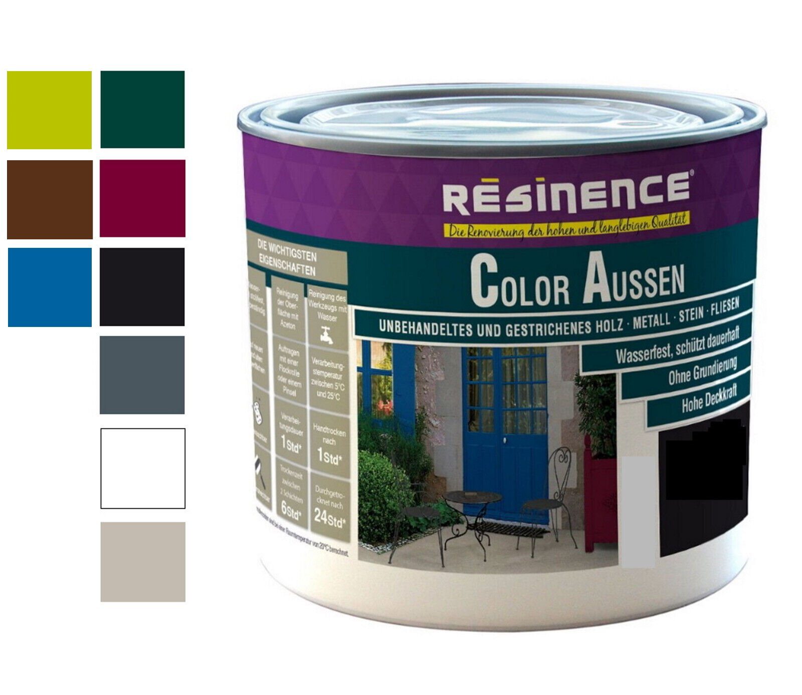 Resinence Lack Color Aussen 250 ml oder 500 ml Kunstharzlack seidenmatt Resinence, Seidenmatt, 2-Komponenten-Kunstharz, Kunstharzlack, wasserfest Weinrot