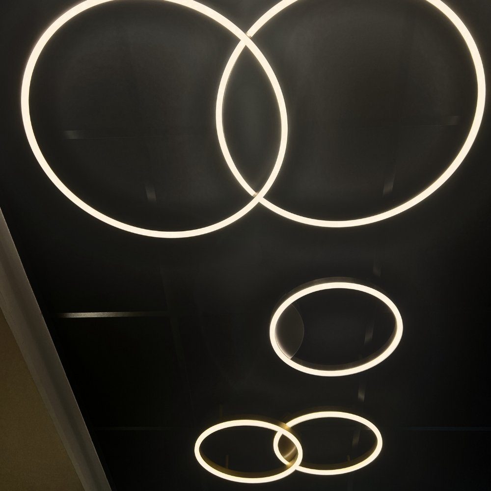 s.luce Deckenleuchte mit 2-flammig LED Deckenleuchte Ring Warmweiß Phasenanschnitt/-abschnitt (Dimmschalter), Alu-Gebürstet, Dimmbar