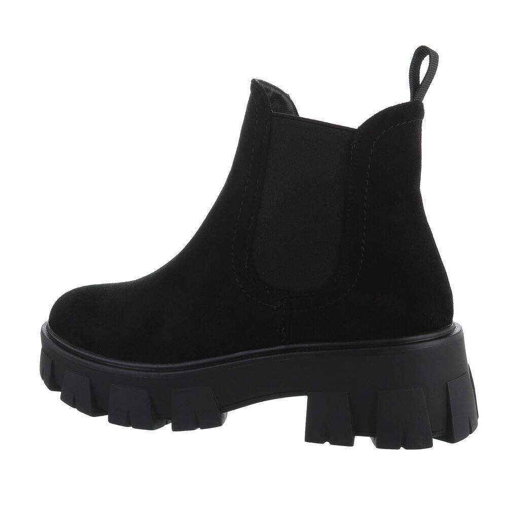 Ital-Design Damen Chelsea Freizeit Chelseaboots Blockabsatz Chelsea Boots in Schwarz