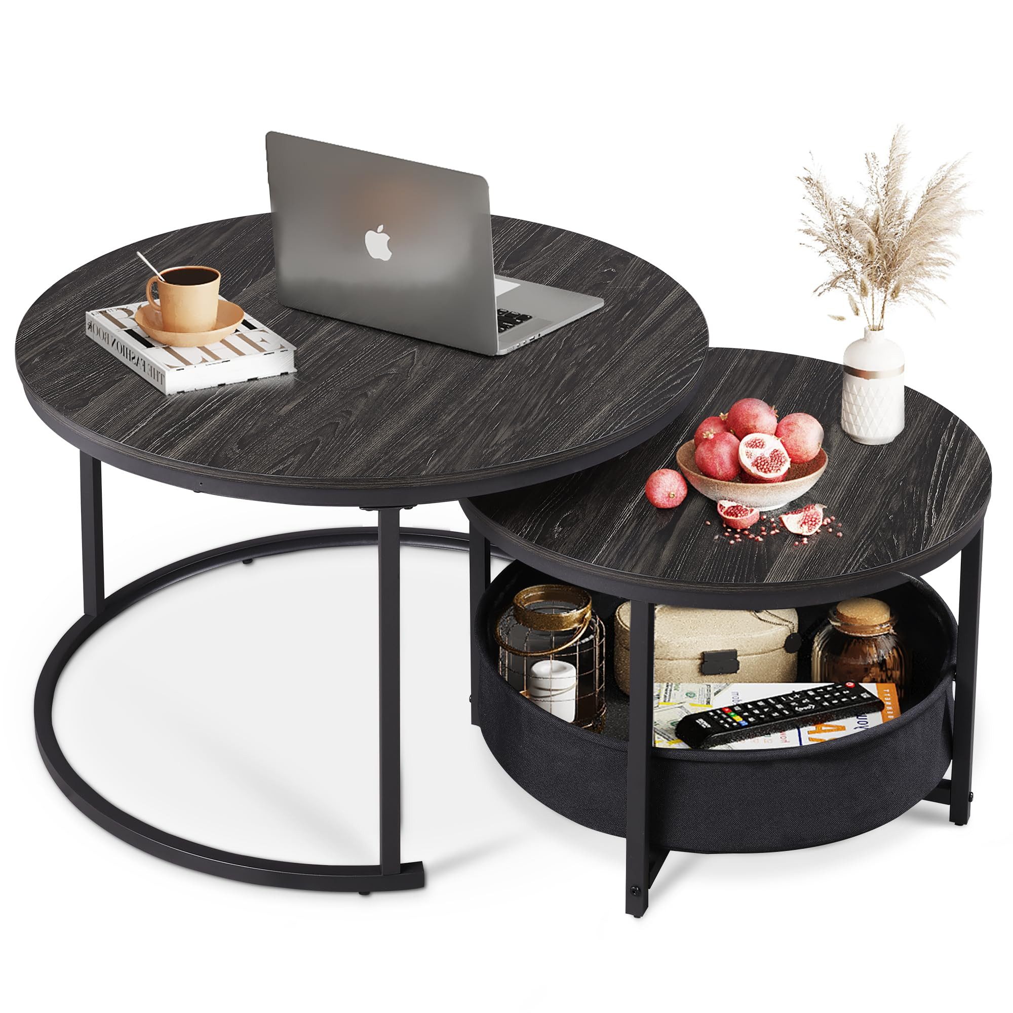 WLIVE Couchtisch Couchtisch 2er‑Satztisch rund mit Stauraum, (Beistelltisch günstig online kaufen