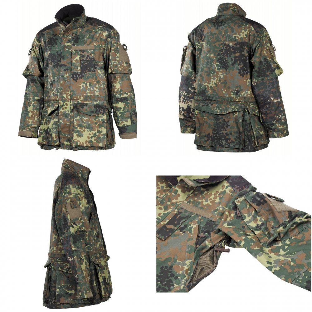 MFH Fieldjacket BW Kampfjacke, Einsatz/Übung, lang, flecktarn - S Ellbogen- und Schulterverstärkung