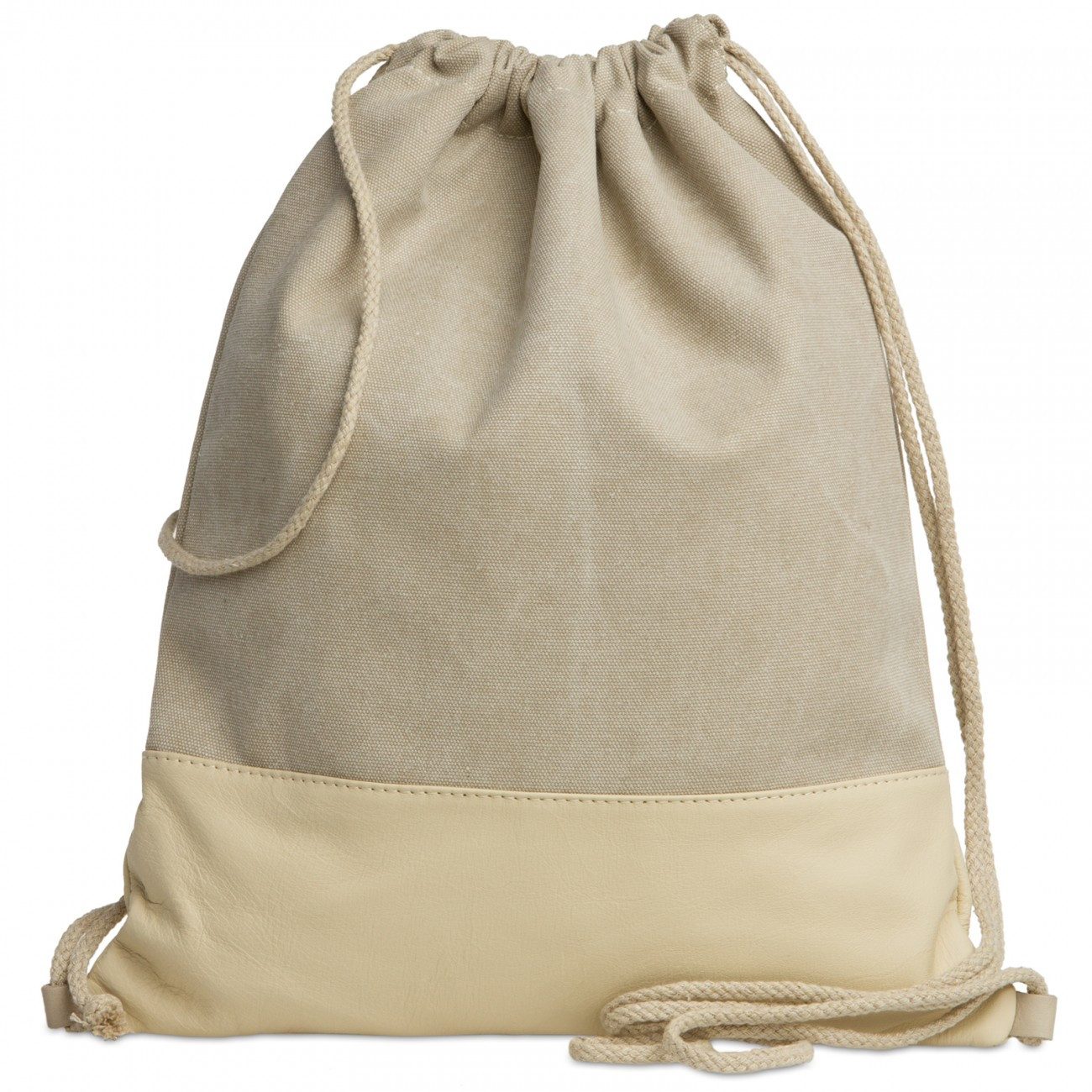 Caspar Turnbeutel Baumwoll Canvas Leder Sportbeutel - SIGNATURE LINE - Modell No.714, aus gewaschenem Echtleder aus Italien - samtig weich & nachhaltig