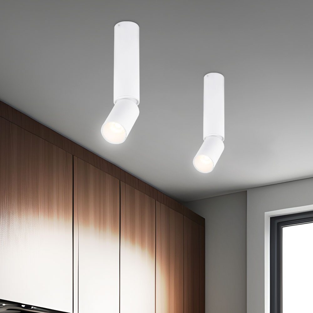 Globo LED Deckenleuchte, LED-Leuchtmittel fest verbaut, Warmweiß, LED Deckenleuchte Wohnzimmerlampe Alu weiß Spot beweglich H 23cm 2x
