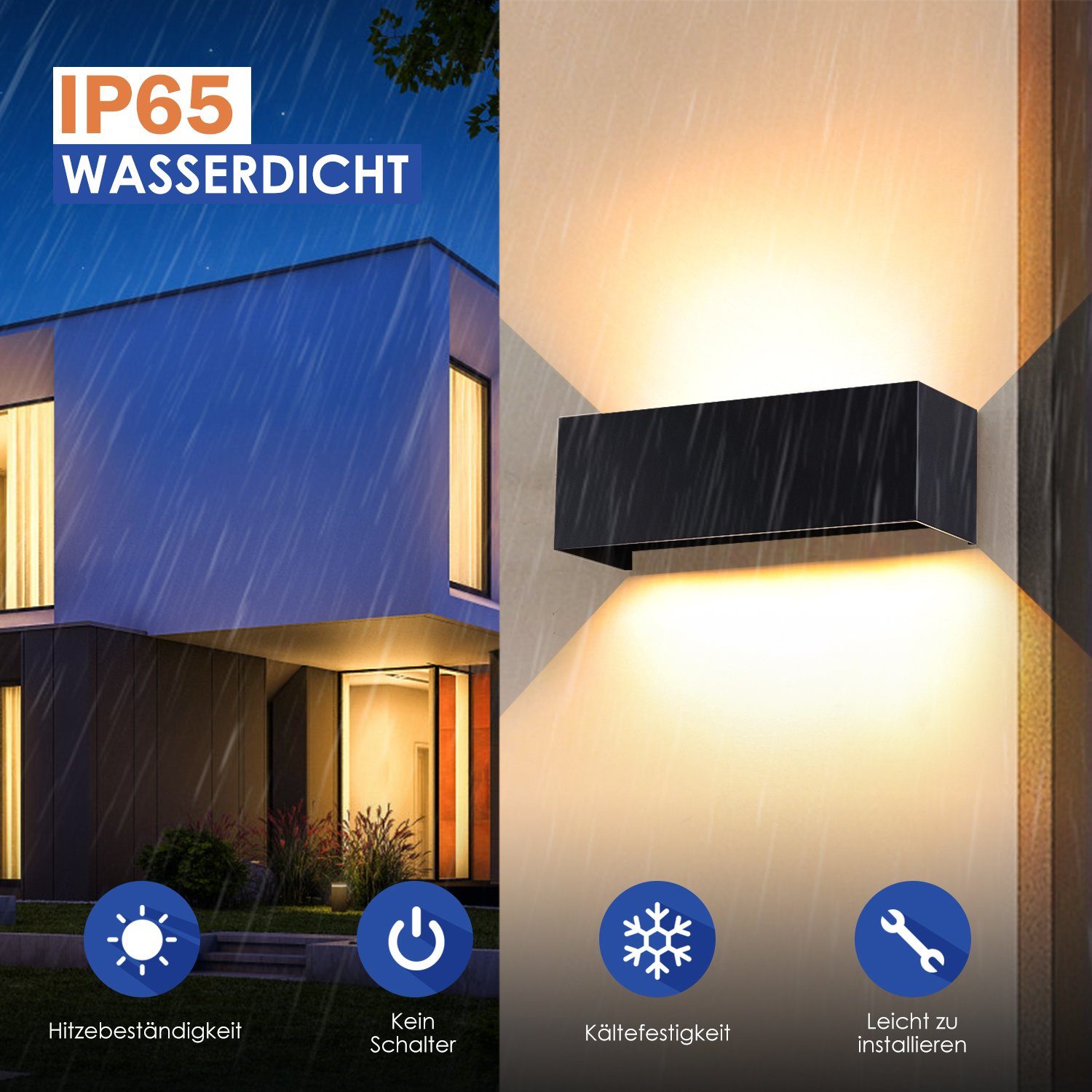 LED für iscooter Hallen, 2 Stück Lichtstrahl, Wandlampen Aussenlampen, Quader LED 21W LED Gaststätten, Innen/Außen, ab Wandlampe Hotel Warmweiß, fest Einstellbarer Auf Wandlampe Wohnzimmer, & 21W Wandleuchte integriert,