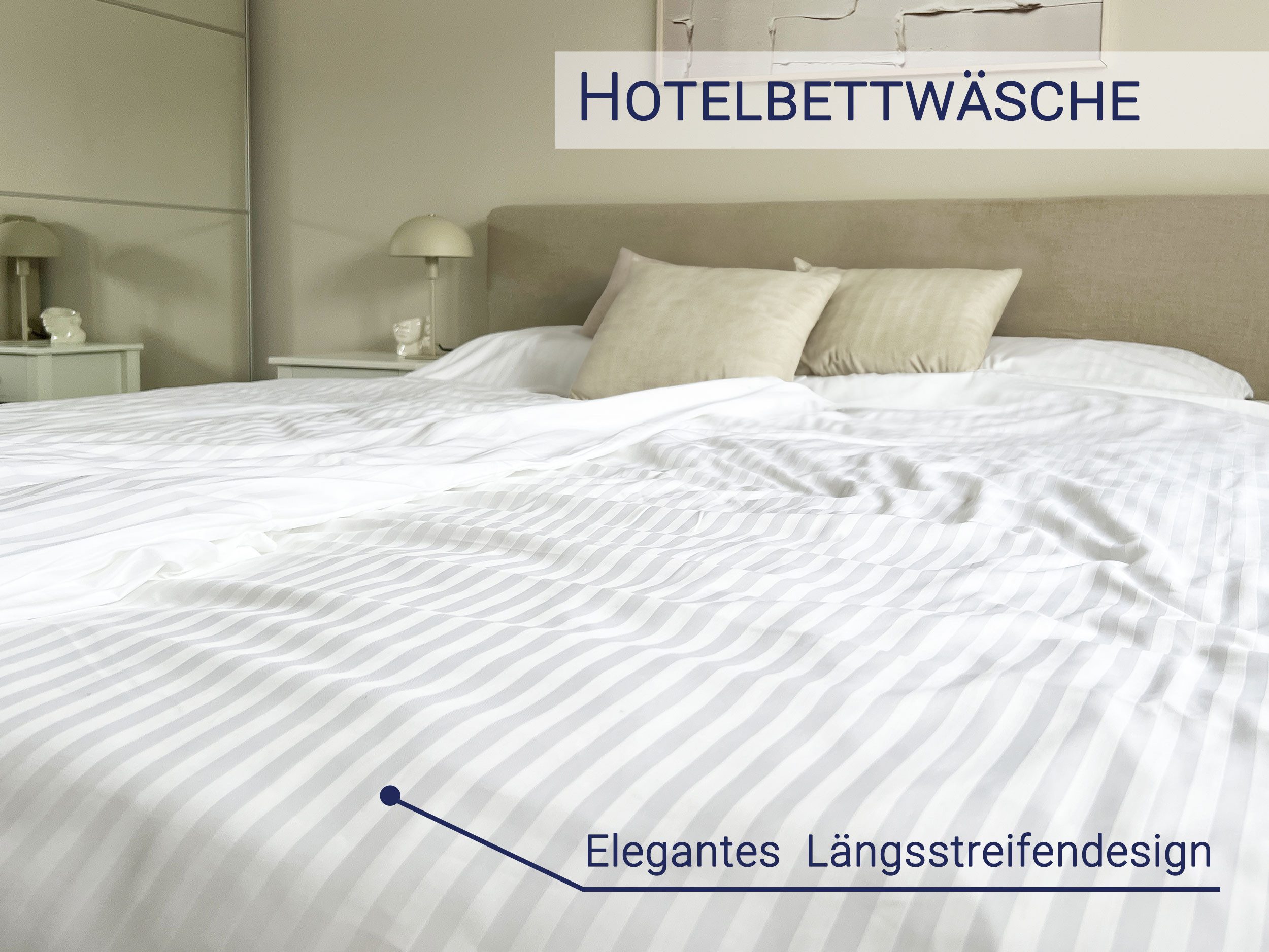 ZOLLNER Bettwäsche, Baumwolltuch, 2 teilig, 100% Baumwolle, mit Streifen, vom Hotelwäschespezalisten