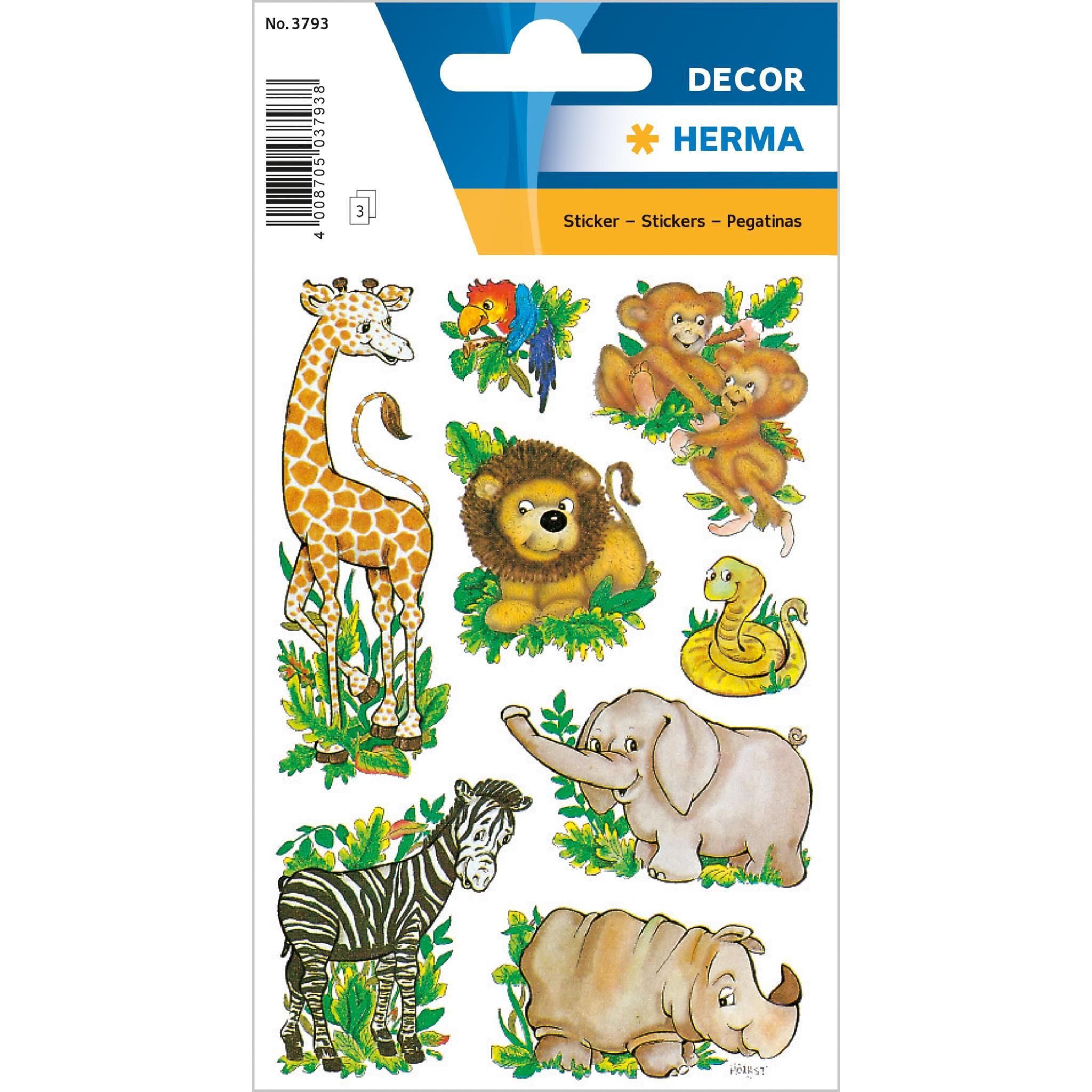 HERMA Sticker Herma Sticker DECOR Tiere Dschungeltiere 3 Bl