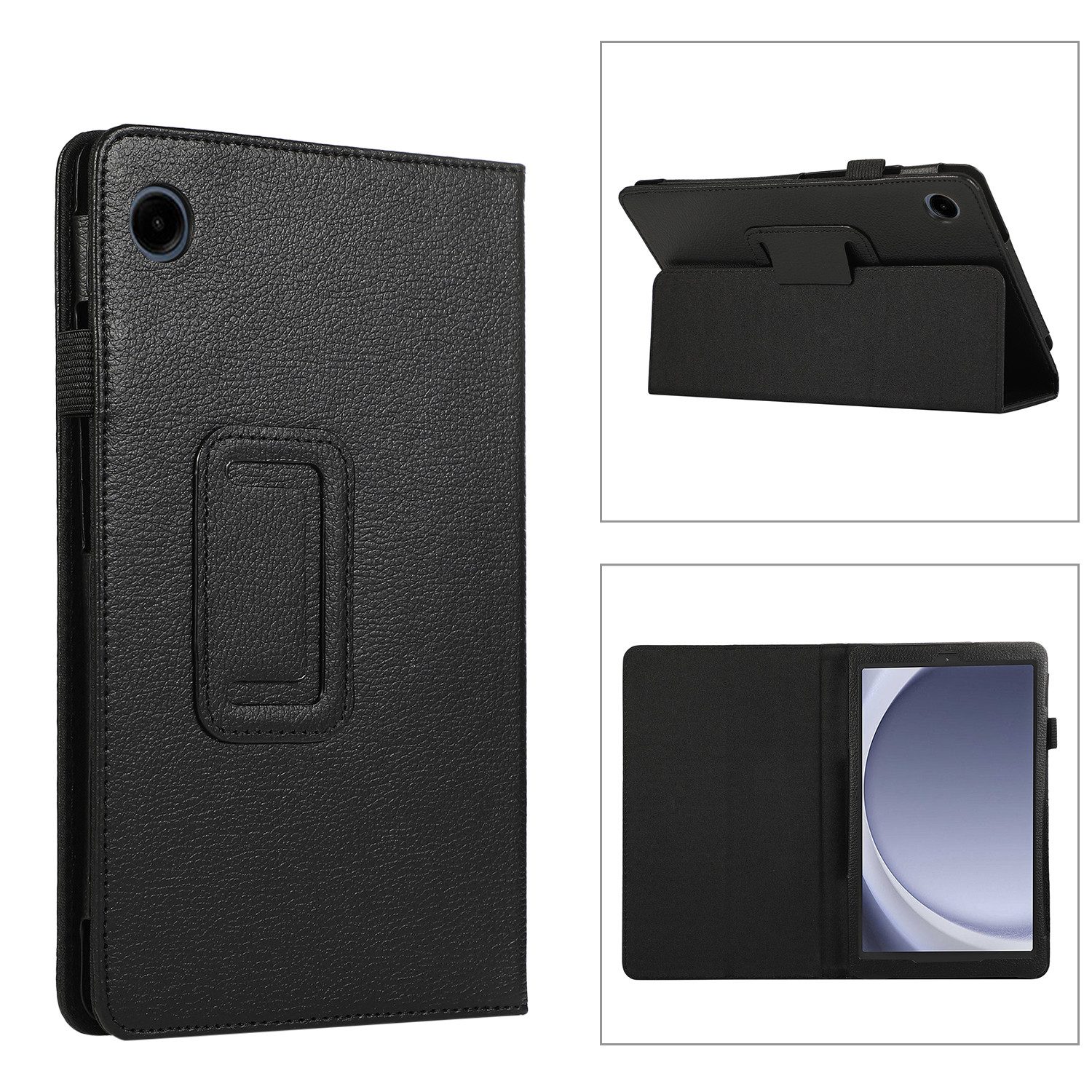 Wigento Tablet-Hülle Für Samsung Galaxy Tab A9 Kunstleder Hülle Tablet Tasche Schwarz
