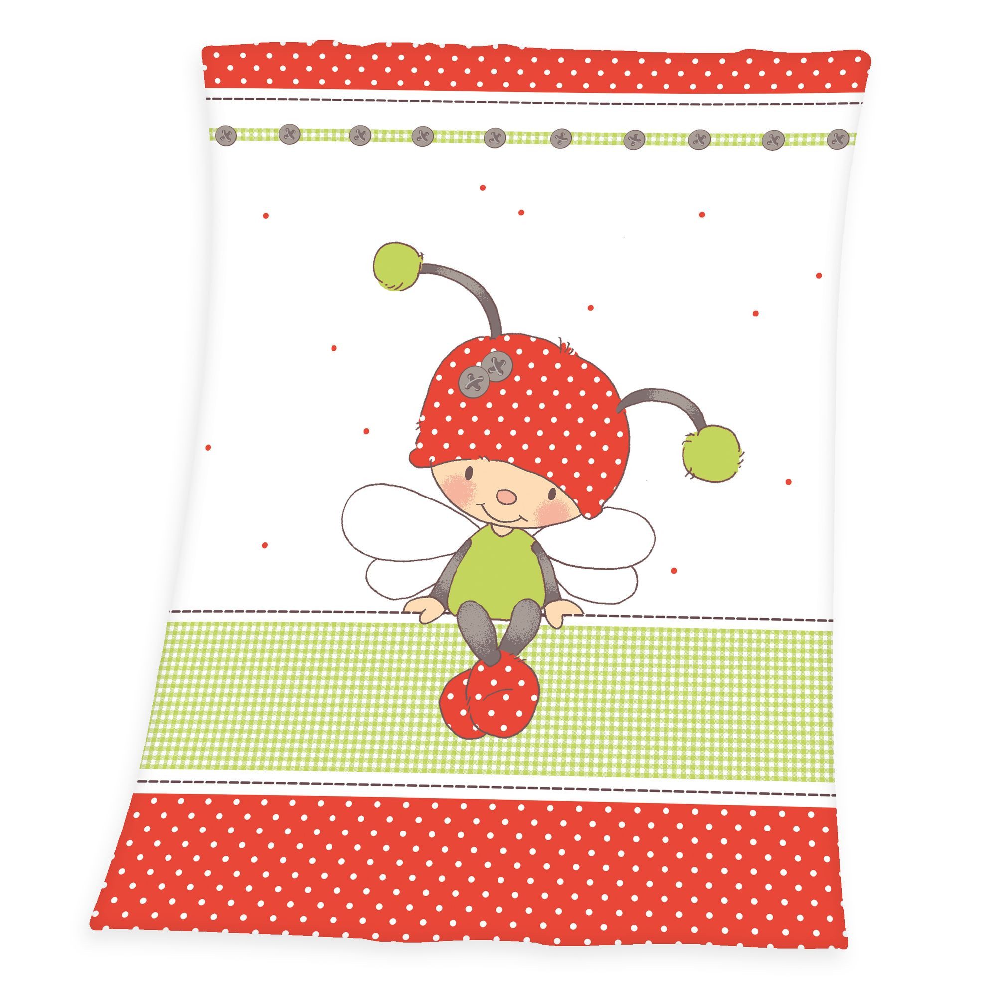 Wohndecke Baby Kuscheldecke Flauschdecke Wohndecke Käferchen 75 x 100 cm, Herding, Langlebig