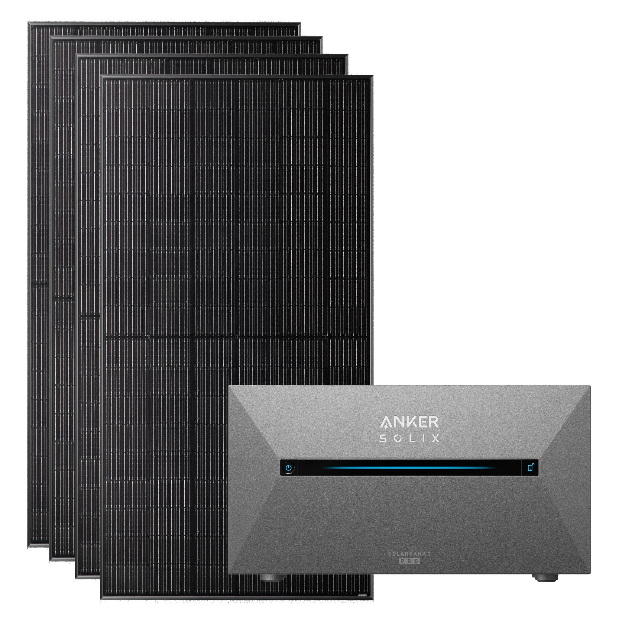 Anker Balkonkraftwerk Solix 2000W Photovoltaikanlage Komplettset mit Solarbank E1600 2 Pro, 800 W, (Set, 4-St., 4 × JA Solar 500W Module+1 × Anker E1600 2 Pro +Ohne/mit Halterung), IP65, Plug und Play