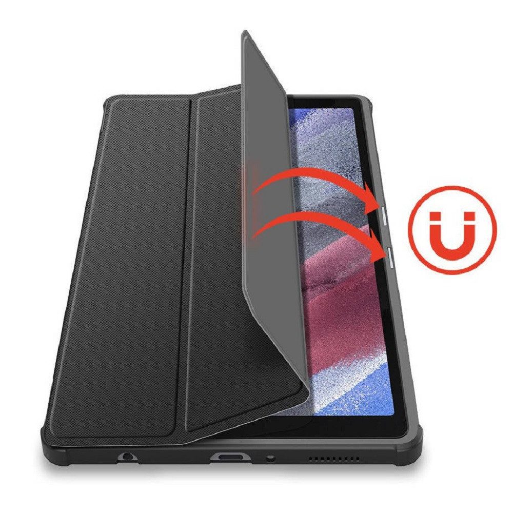 Dux Ducis Tablet-Hülle kompatibel mit Samsung Galaxy Tab S7 FE 12,4 Zoll, Tri-Fold Stand, Smart Sleep/Wake, Stifthalter, transparente Rückseite – Bild 3 von 5
