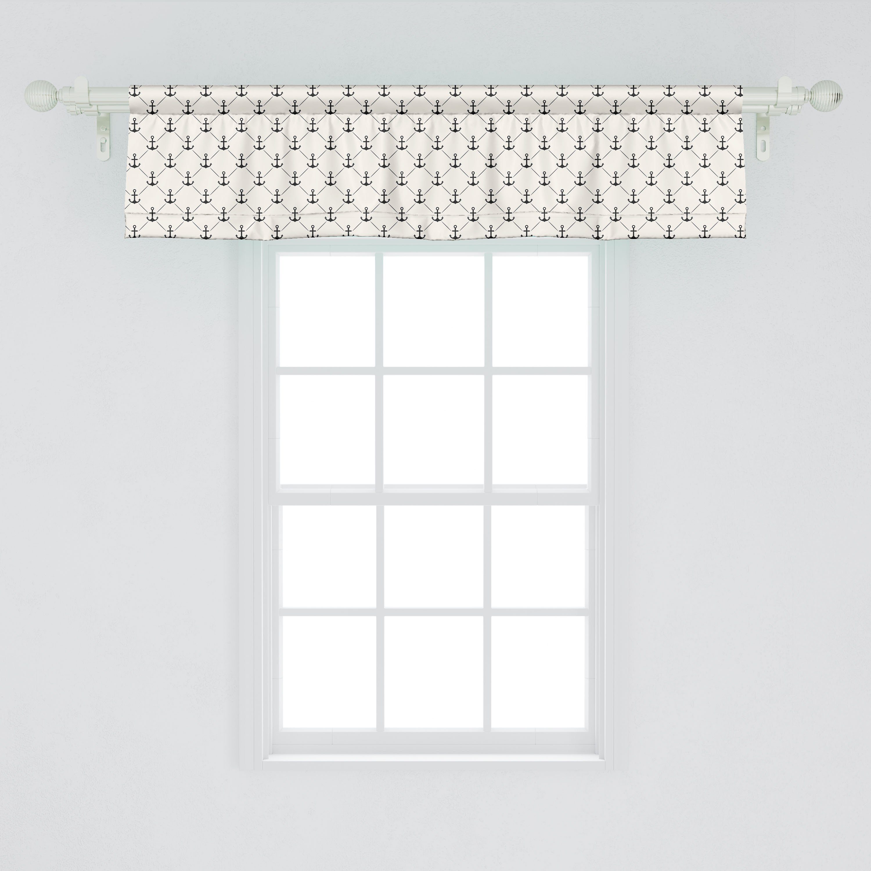 Scheibengardine Vorhang Dekor Abakuhaus, Abstrakte Schlafzimmer Anker für Küche Stangentasche, mit Segeln Microfaser, Retro Volant