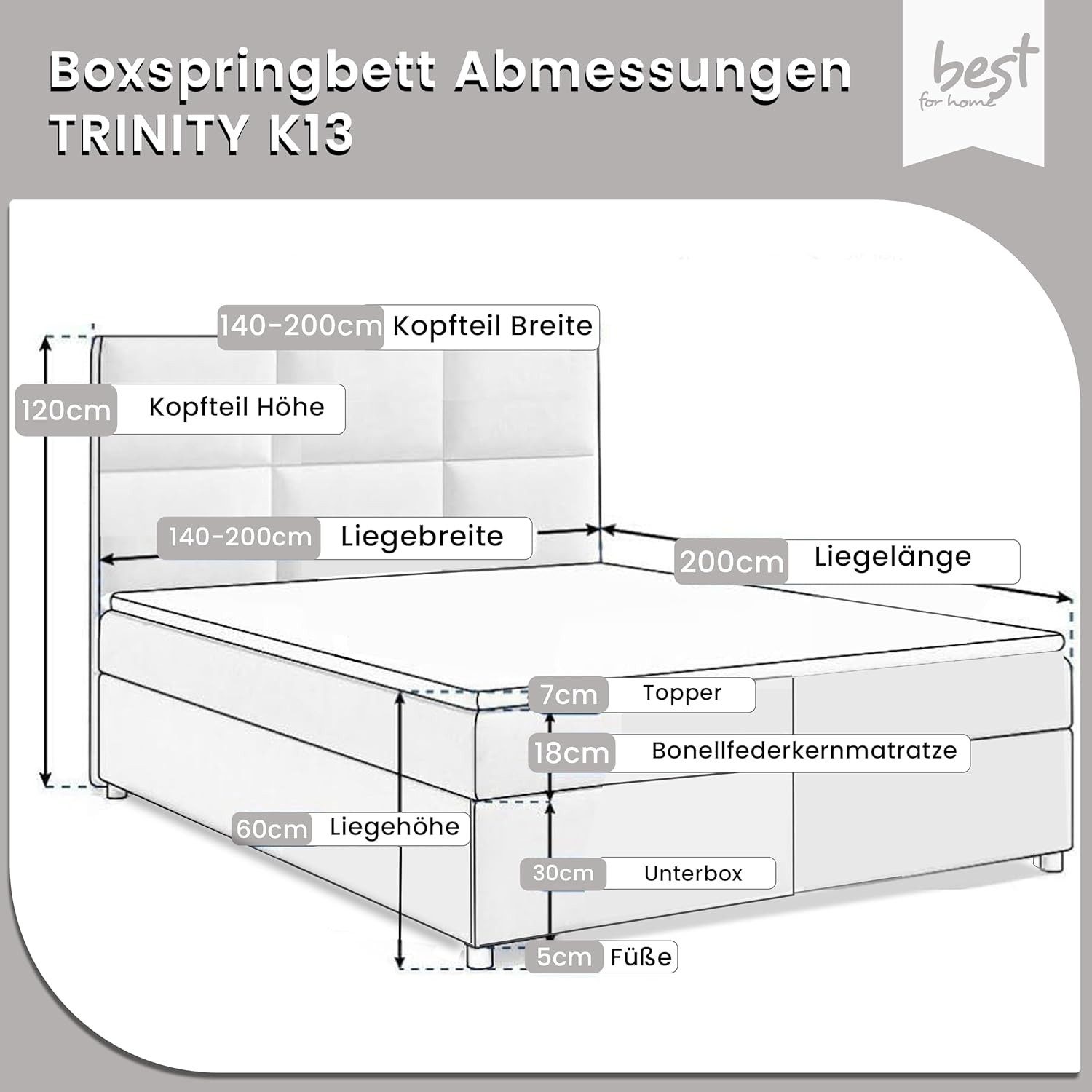 Best for Home Boxspringbett mit Bettkasten Trinity K-13 Bonellfederkern ink günstig online kaufen