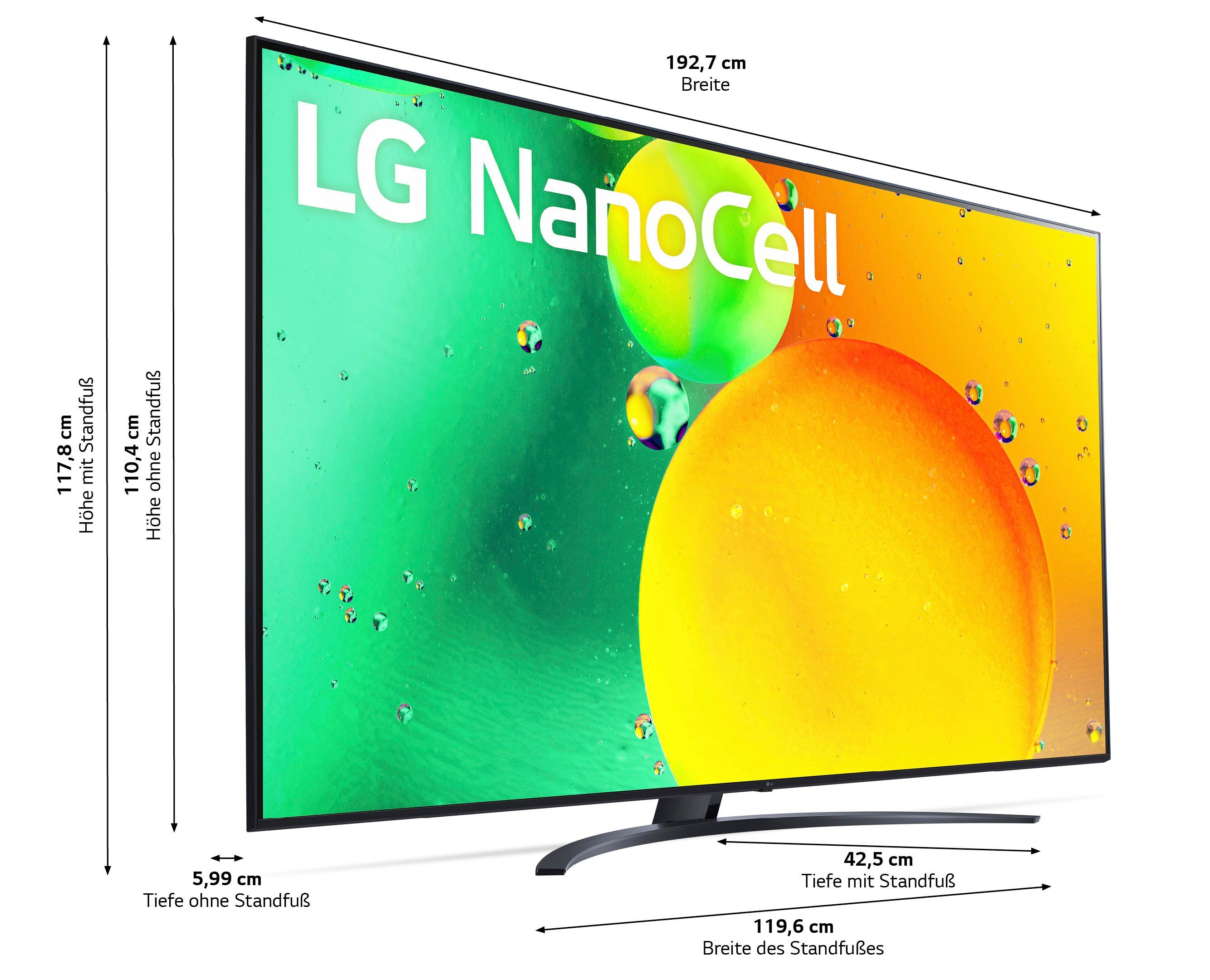 (217 cm/86 4K Smart-TV, HD, HDMI 2.0, AI-Prozessor, Ultra LG α7 Dimming Pro, LED-Fernseher Gen5 86NANO769QA Sprachassistenten) 4K Zoll,