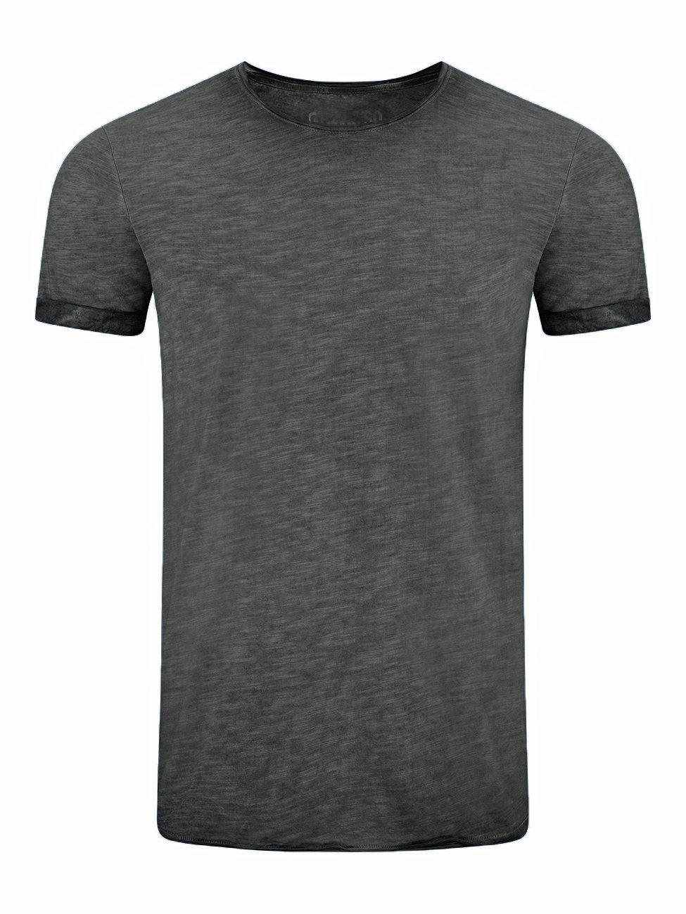 (1-tlg) Fit 100% Basic Rundhalsausschnitt Kurzarm Shirt riverso Basic Baumwolle T-Shirt Shirt Tee Grey Anthracite Herren Regular aus RIVMatteo mit
