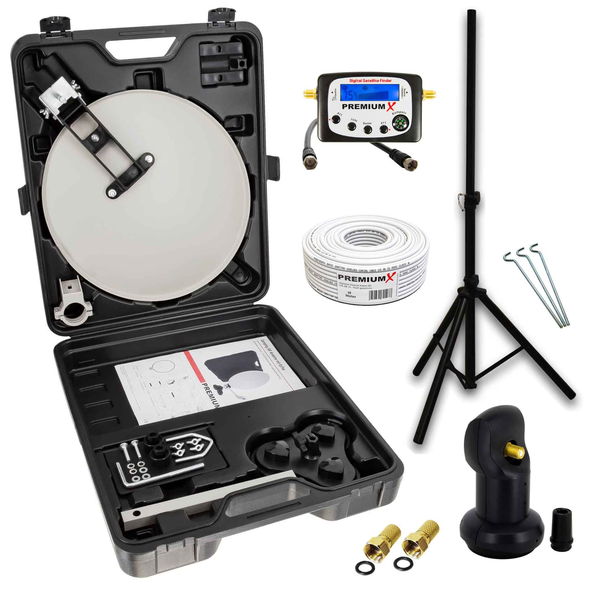 SAT Anlage SatFinder Single LNB 10m Kabel Stecker im Koffer Stativ SAT-Antenne