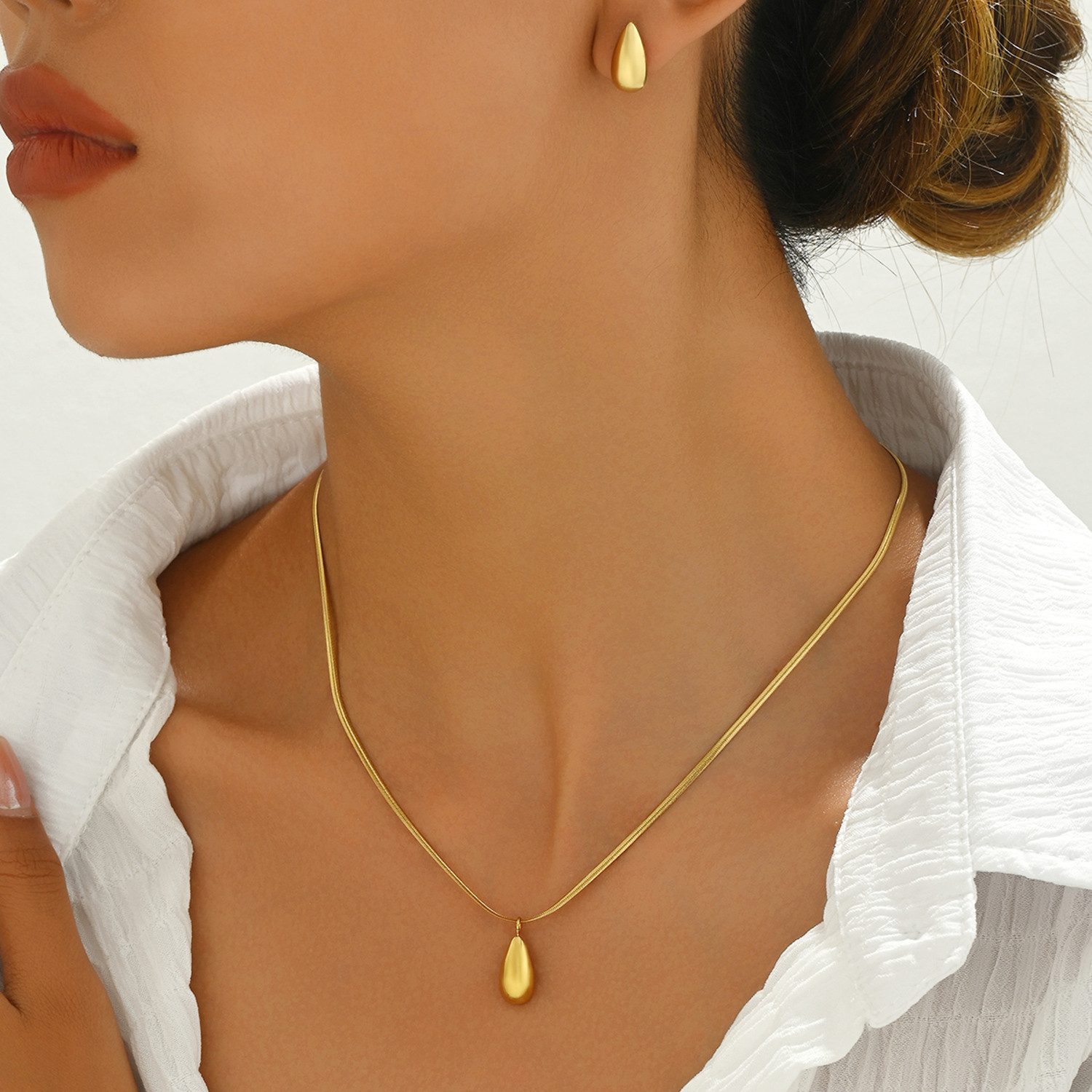 KARMA Schmuckset Tropfen Damen Edelstahl Gold günstig online kaufen