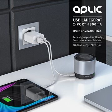 Aplic USB-Ladegerät (4800 mA, 2-Port Netzteil für Handy/Smartphone/Tablet, 4800mA -2400mA je Port)