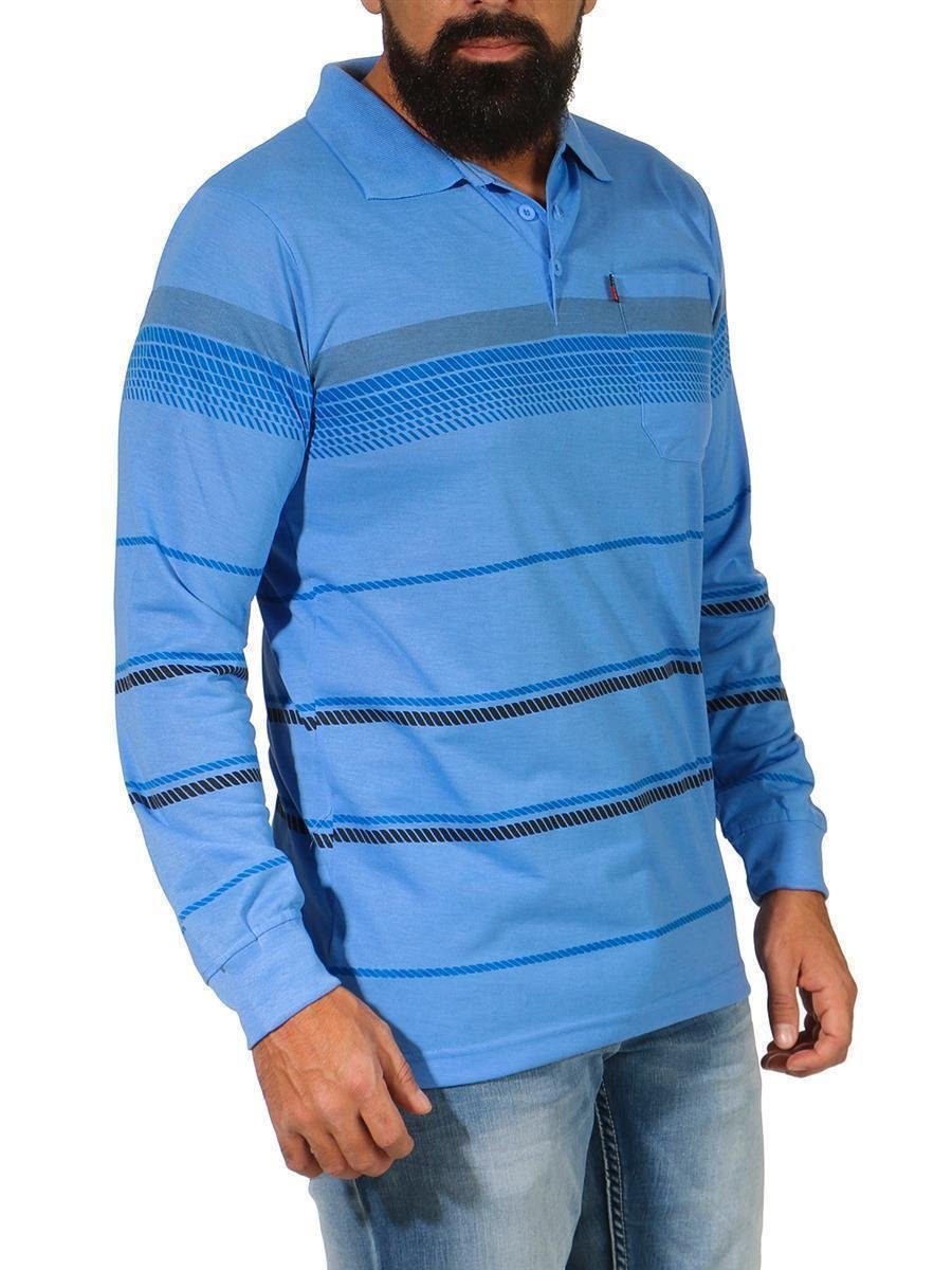 EloModa Poloshirt Herren Polo Shirt Gr. M mit Hellblau XXL Langarm (1-tlg) L XL Longsleeve Brusttaschen
