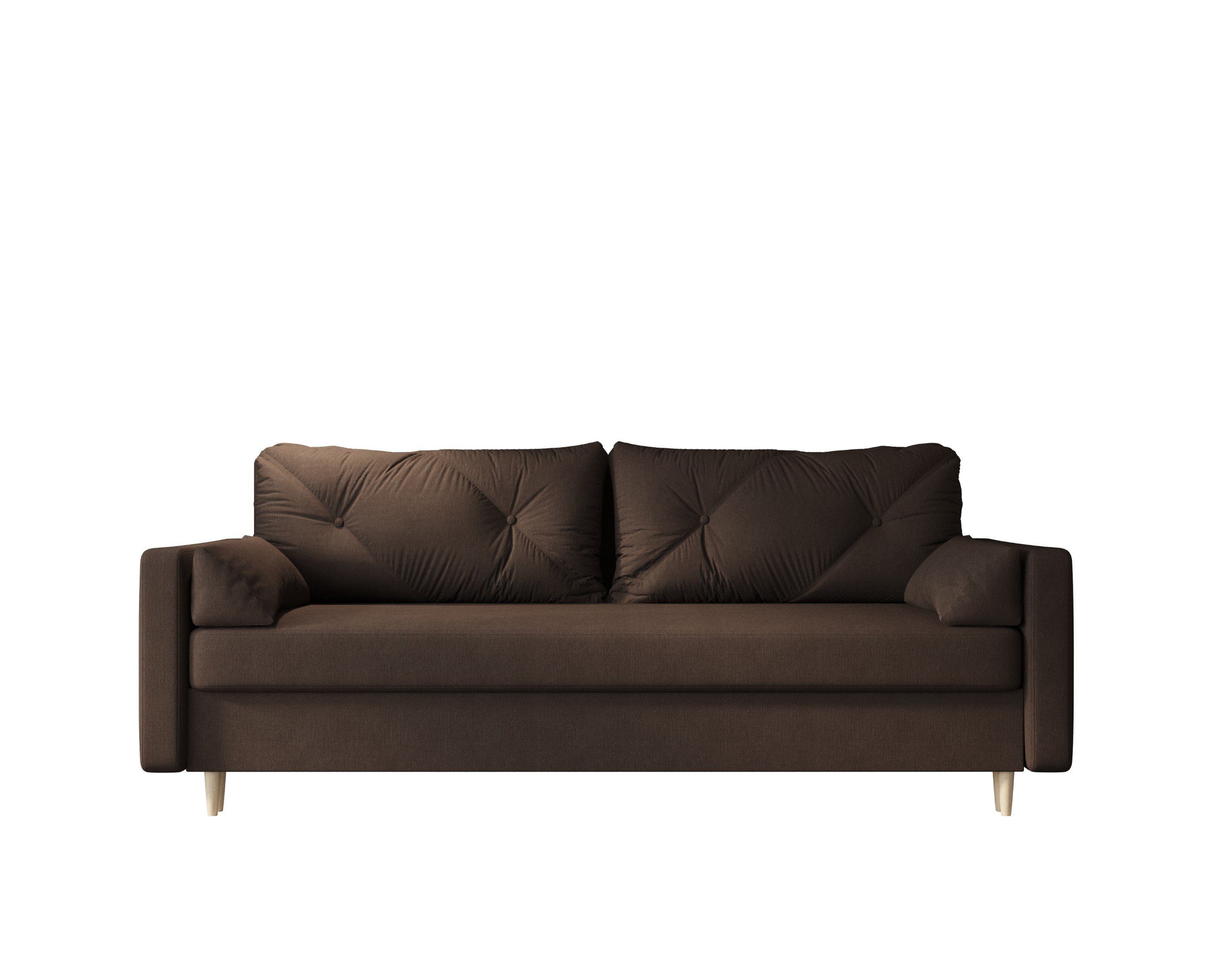 pressiode Sofa Schlafsofa, SOFA, COUCH mit Schlaffunktion und Bettkasten ASTRA Braun