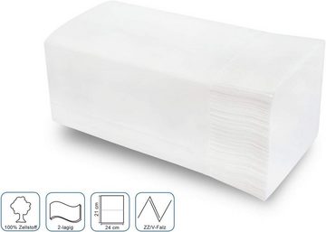 Hypafol Papierhandtuch Zellstoff hochweiß, 2-lagig, 24 x 21 cm, 3.200 Blatt, ZZ/V-Falz