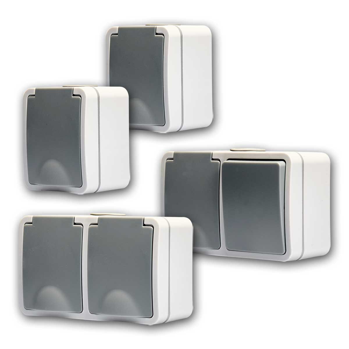 McPower Aufputz-Steckdose FIX Set "Waschraum" 4-teilig IP54 230V~ Steckansch