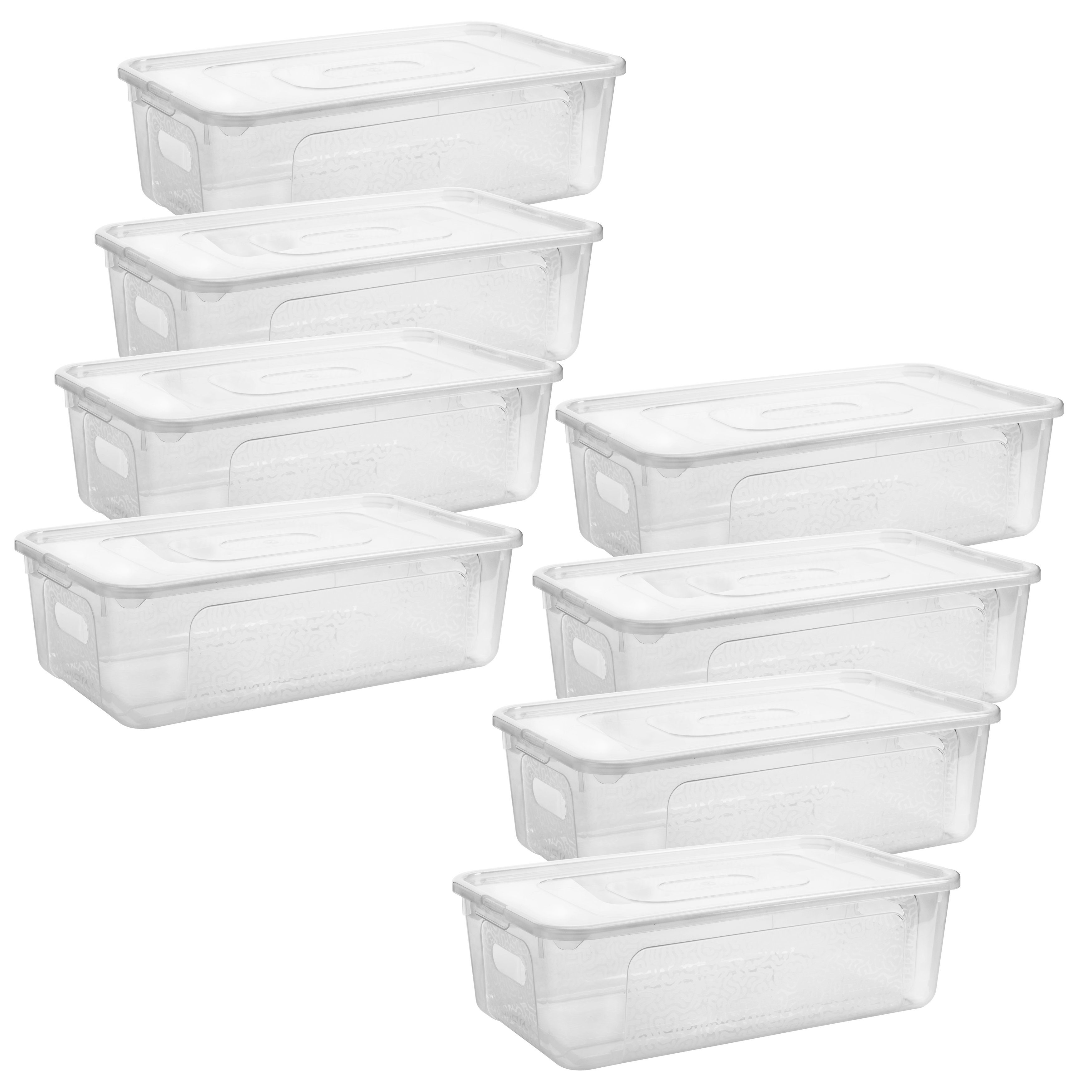 Stapelbox 8Stk. Aufbewahrungsbox mit Deckel, Aufbewahrungsboxen, Plastikbox