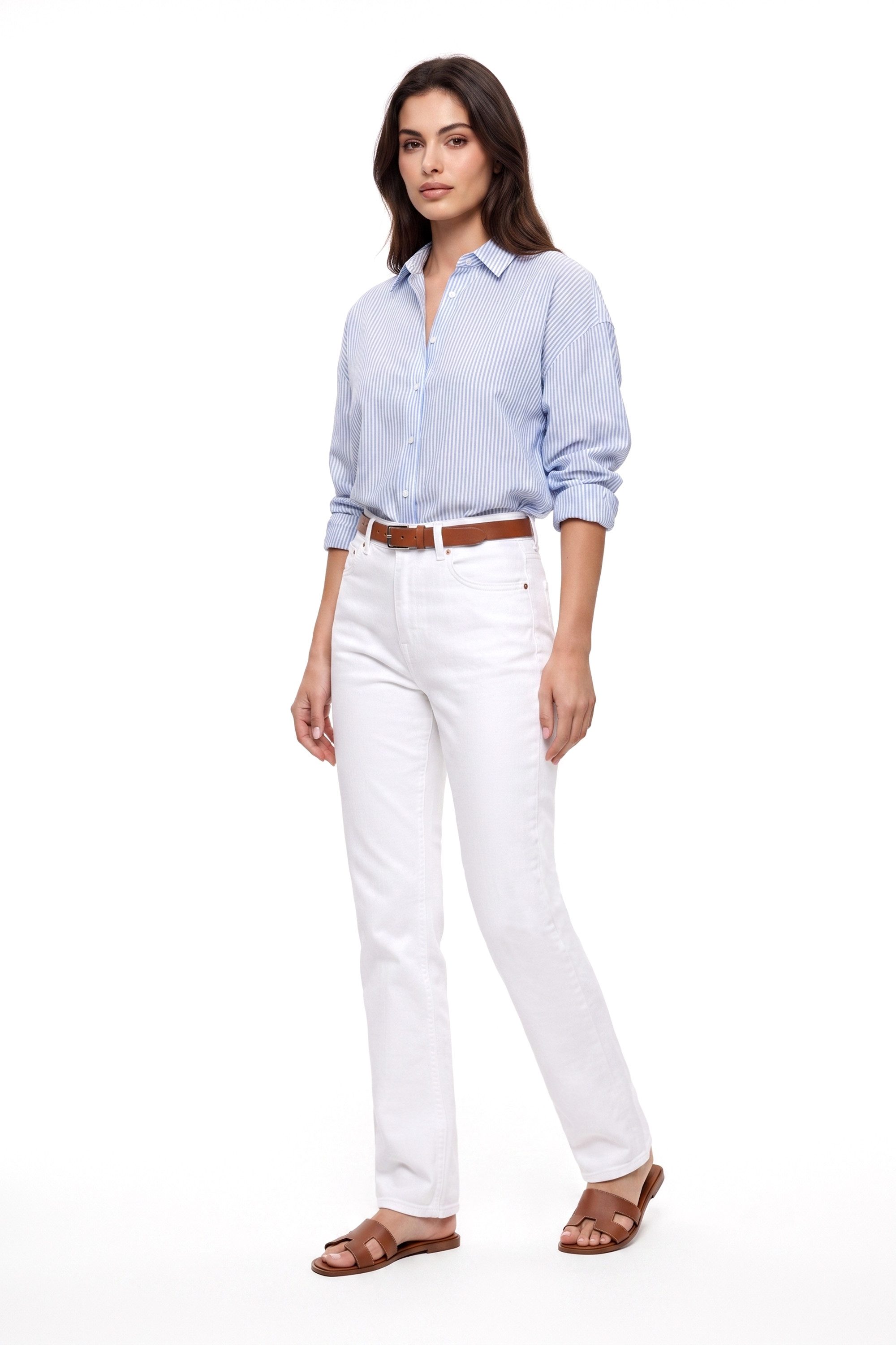 ESRA Regular-fit-Jeans Damen Jeans Straight Leg Stretch Jeans Damen Gerades Bein Jeanshose Straight Jeans Damen Geradeschnitt High Waist Jeanshose bis Übergröße – Bild 2 von 5