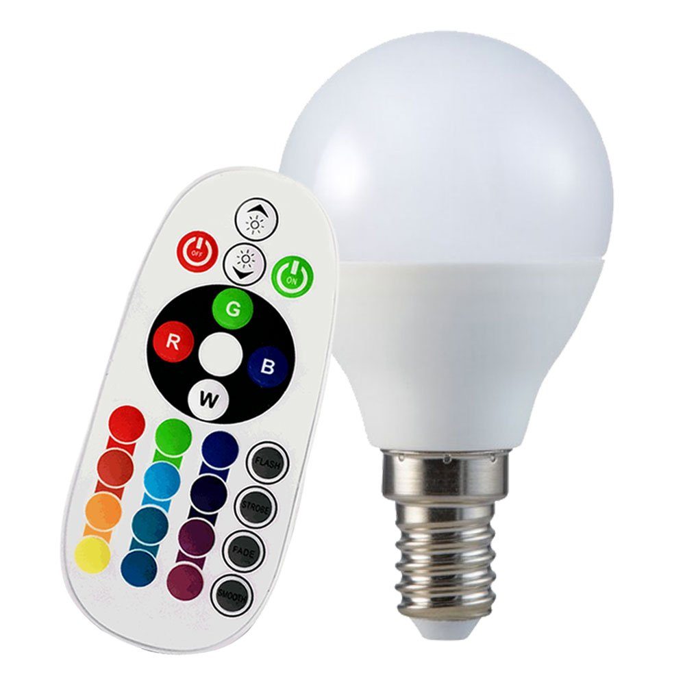 V-TAC LED-Leuchtmittel, RGB LED E14 Leuchtmittel 4,8 Watt Birne  Fernbedienung 470 Lumen Farbwechsel Lampe dimmbar 3000 Kelvin