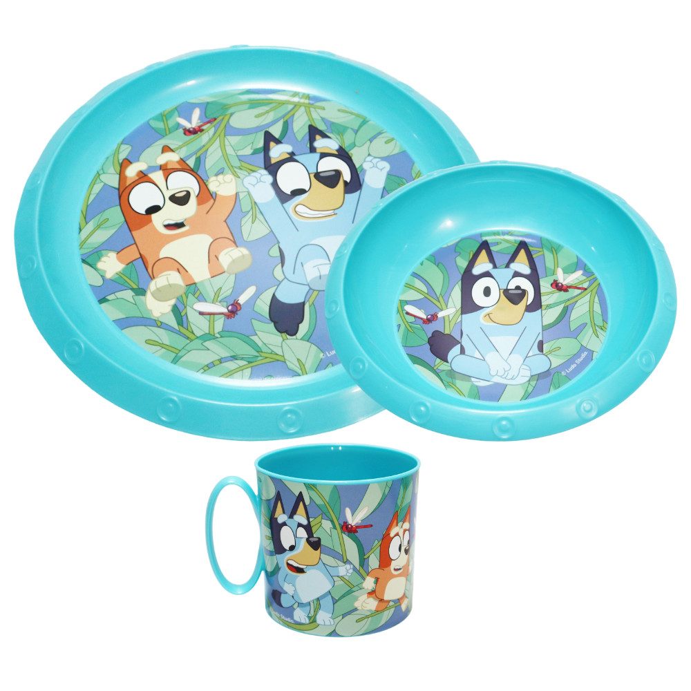 Bluey Kindergeschirr-Set Bluey Bingo Kinder Geschirr-Set 3 tlg Becher Teller Schüssel (3-tlg), 1 Personen