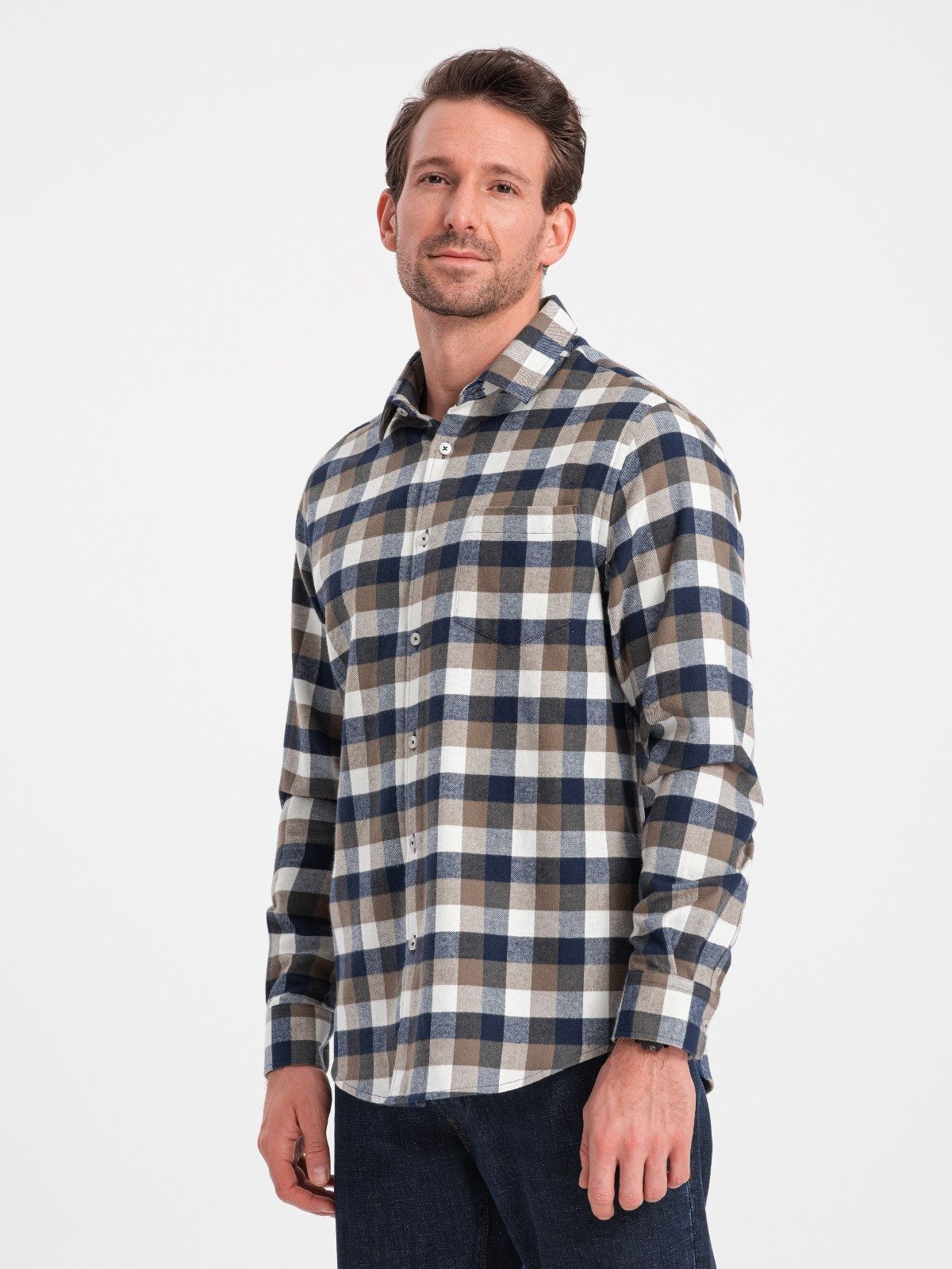 OMBRE Flanellhemd Klassisches Herrenhemd aus kariertem günstig online kaufen