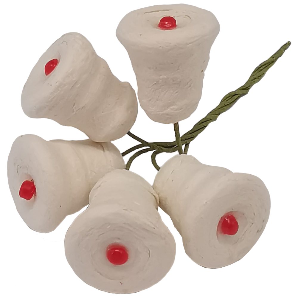 Schatzhauser Christbaumschmuck Glocke, 5er Set Watteglocken Ø2cmx2cm (5-tlg), handgedreht
