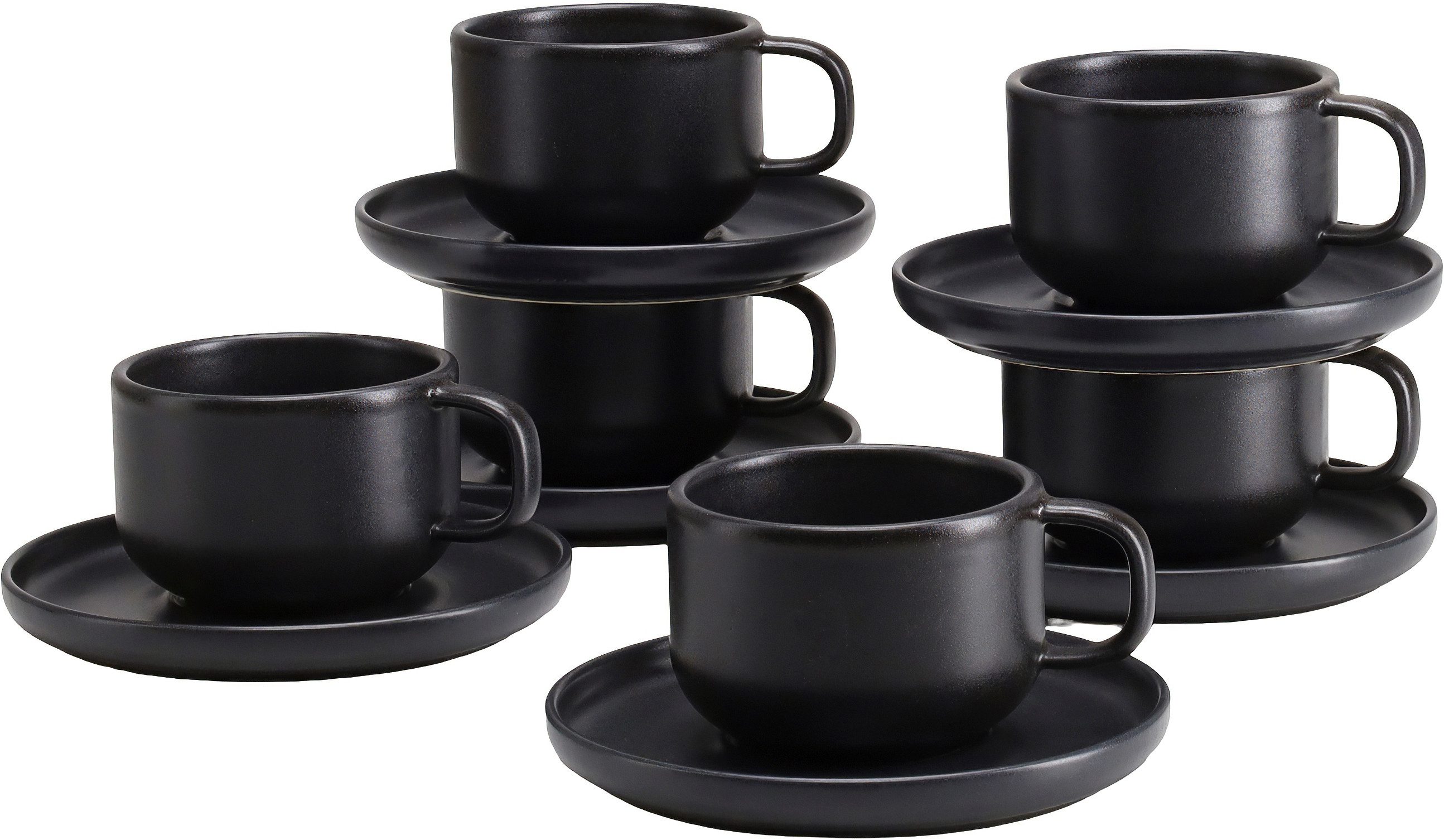 CreaTable Tasse Uno, Kaffeetassen, Set 12-tlg., 12-tlg., Steinzeug, hochwertiges Steinzeug, seidenmatte Spezialglasur