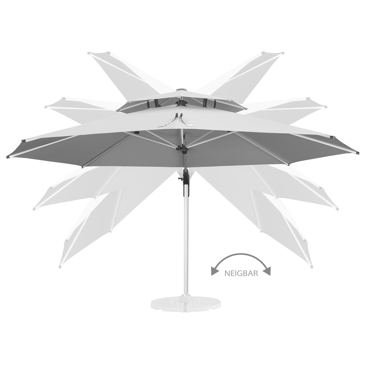 anndora Ampelschirm Sonnenschirm 4 Meter rund mit Aluminiumgestell, mit Granitplattenständer, Kurbelöffnung - doppeltes Winddach - Streben und Gestell aus Aluminium