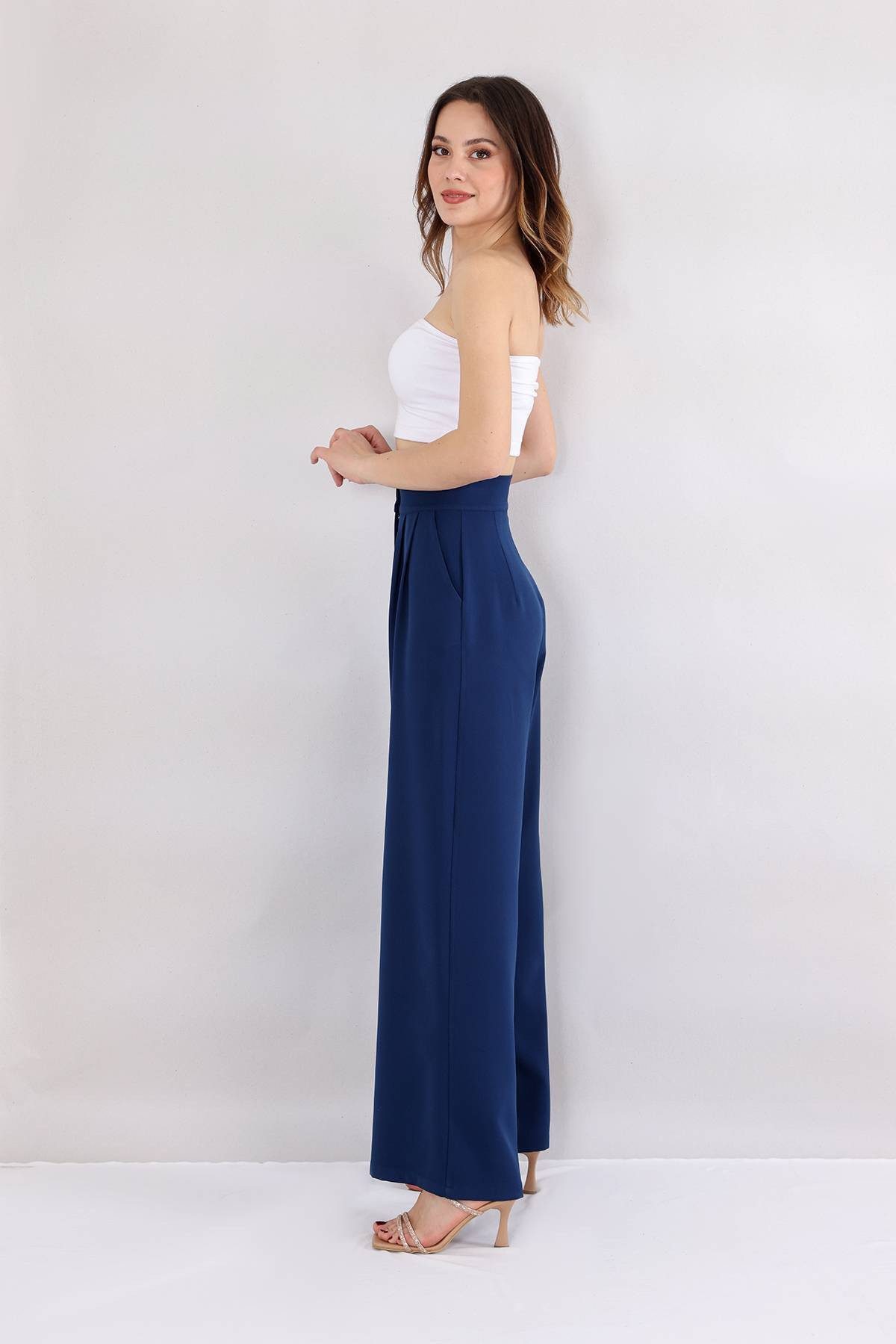 fashionshowcase Bundfaltenhose Damen Palazzohose – Hoher günstig online kaufen