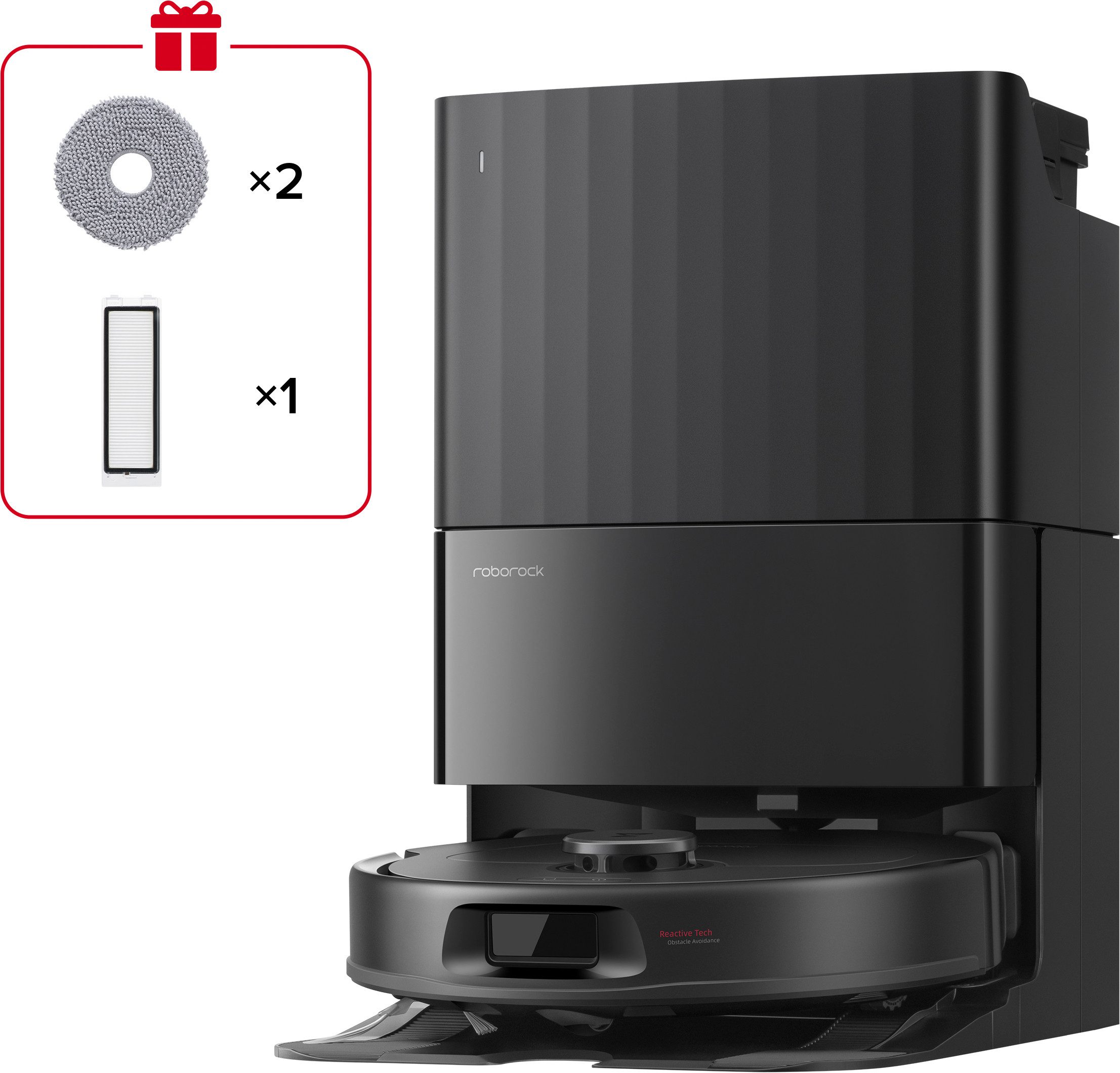 Roborock Saugroboter Qrevo S ProX Black, 8.01.1961, mit Beutel, 18.500 Pa HyperForce-Saugkraft, All-in-One-Station