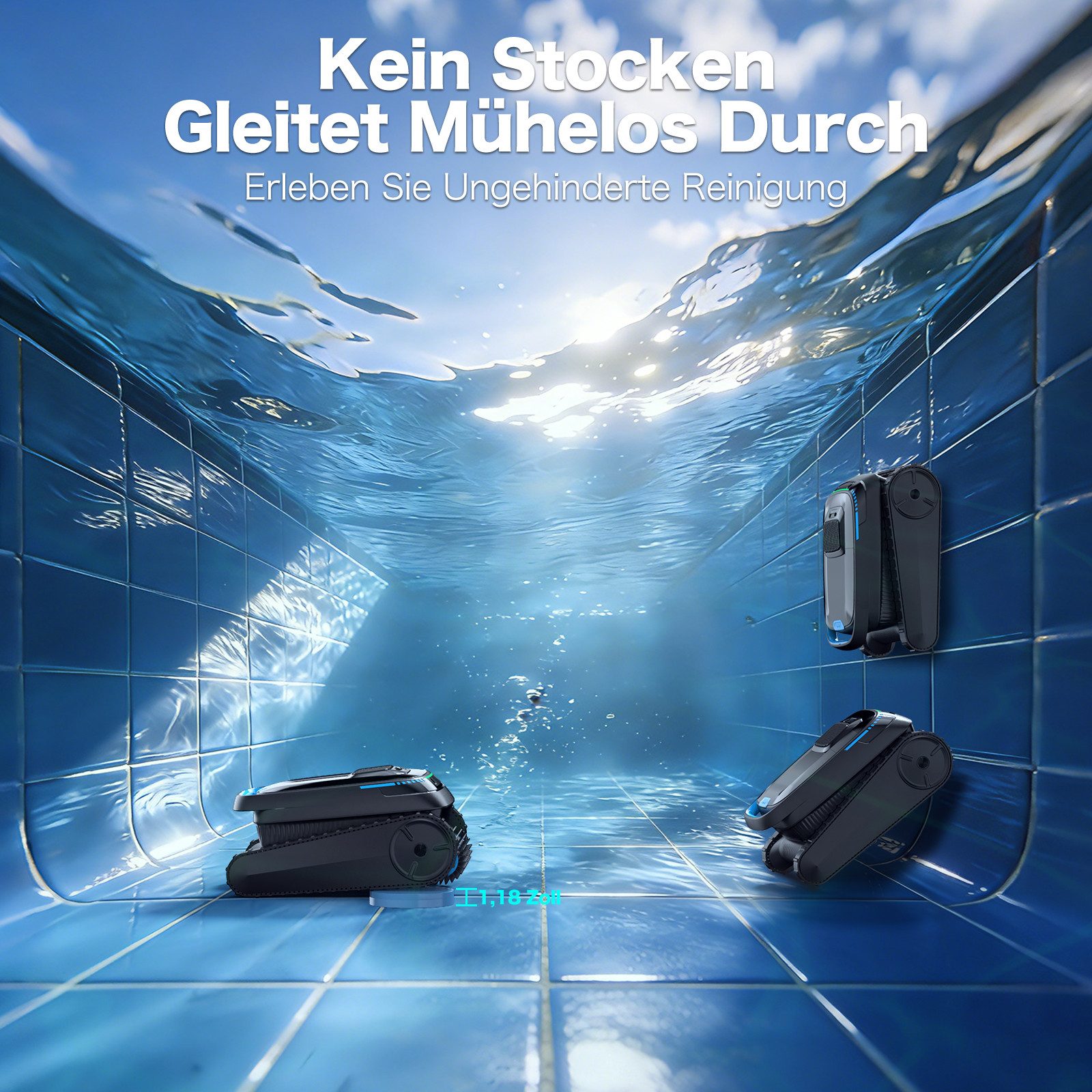 AIRROBO Poolroboter (2026Upgrade)kabelloser Poolroboter starker automatischer Poolreiniger, (groBer 4L Filterkorb, 120 Min Laufzeit, Geeignet für die Reinigung von Böden, Wänden, Wasserlinie), 45.000 Pa starke Saugkraft, 2 Jahr Garantie
