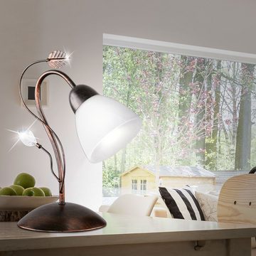 etc-shop LED Tischleuchte, Leuchtmittel inklusive, Warmweiß, Farbwechsel, Tisch Lampe Steh Leuchte Kristall Glas Weiß Dimmer