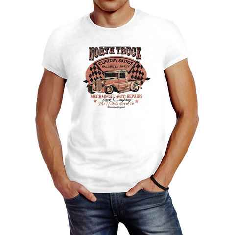 Neverless Print-Shirt Herren T-Shirt Hot Rod Big Block Car Tuning V8 Vintage Truck Print Slim Fit Neverless® mit Print