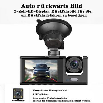 Novzep 3-Kamera 1080P Fahrrekorder Auto mit 170° Weitwinkelobjektiv Dashcam
