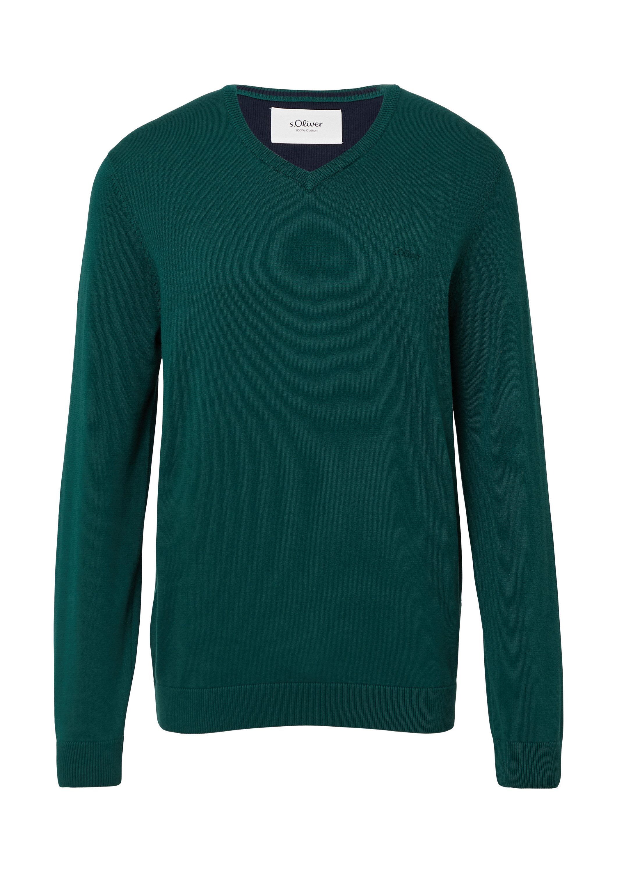 s.Oliver Longpullover Strickpullover Strickpullover mit Logo-Stickerei günstig online kaufen