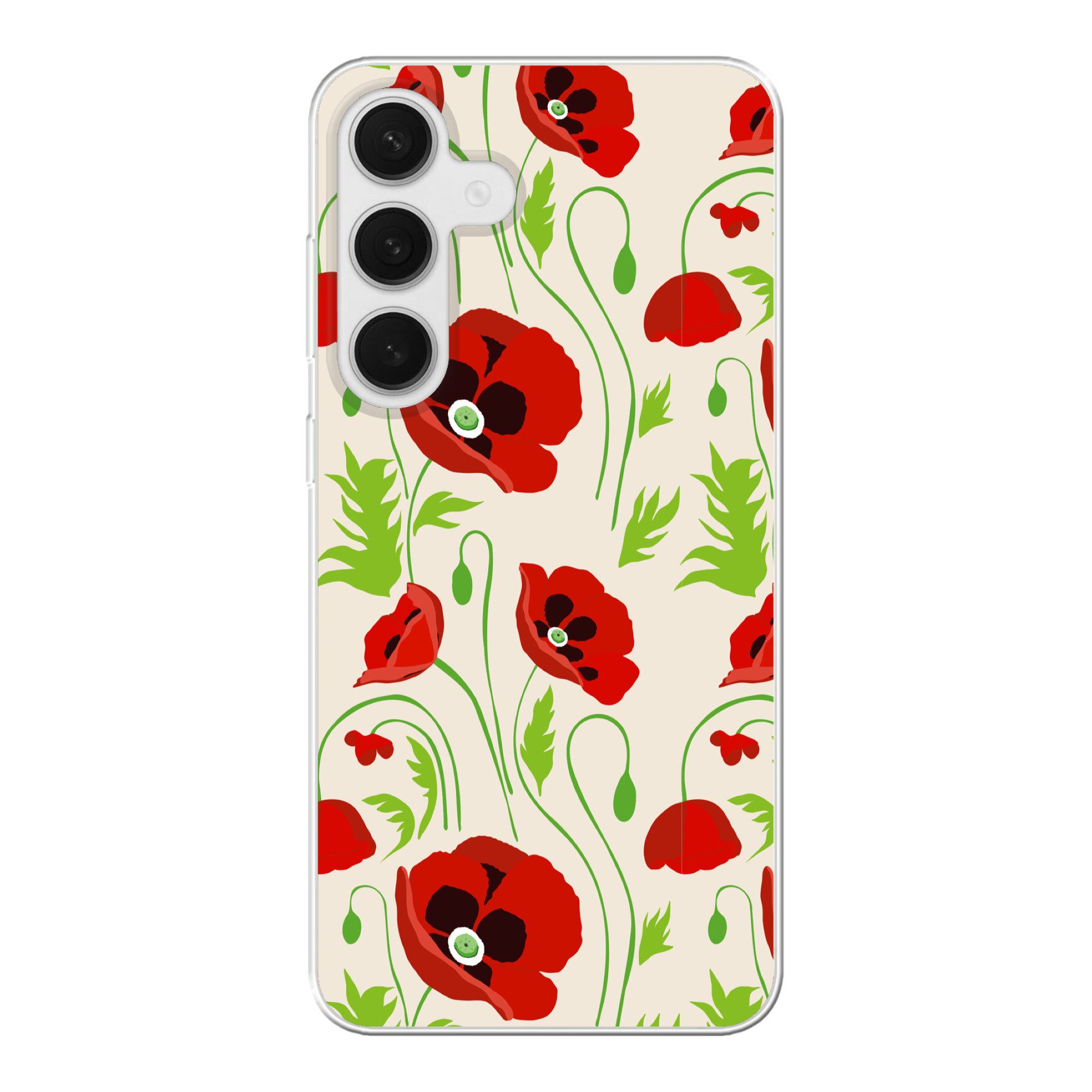 Handyhülle für Samsung Galaxy S25 Plus Blumen - Mohn - Muster