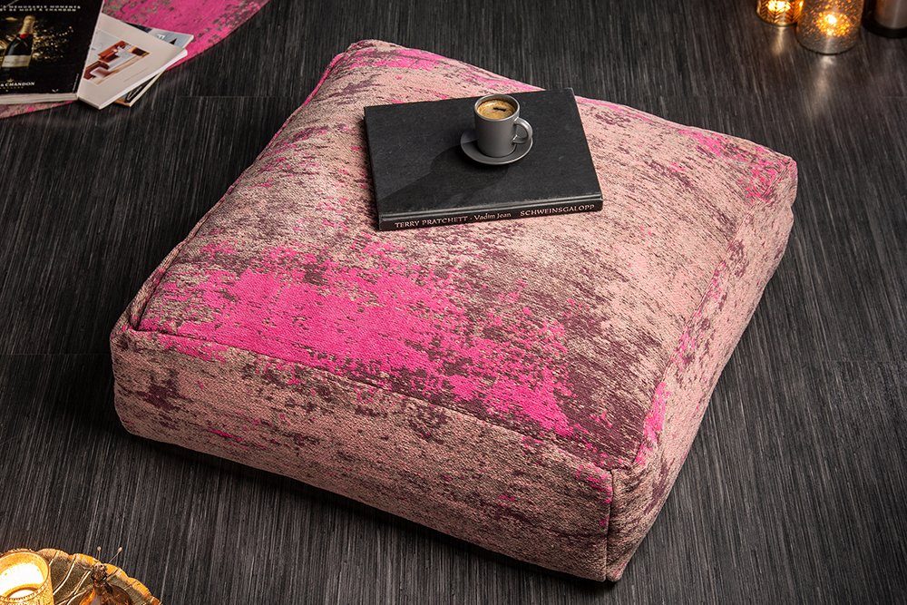riess-ambiente Bodenkissen XL MODERN ART 70cm / pink, Muster Modern Design abstraktes Sitzkissen rot · ·