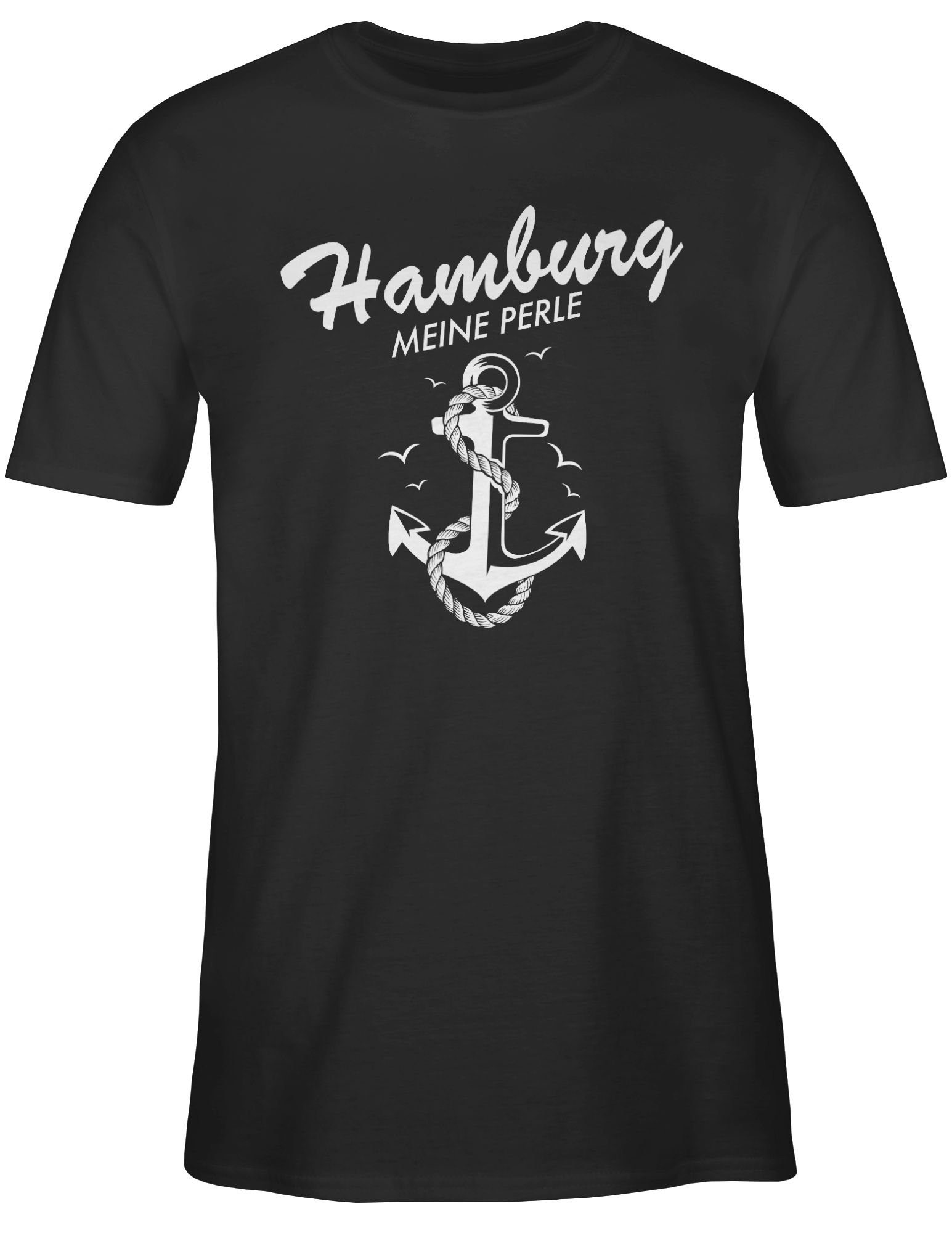 Schwarz Shirtracer T-Shirt und Perle - meine City Outfit Hamburg 01 Stadt