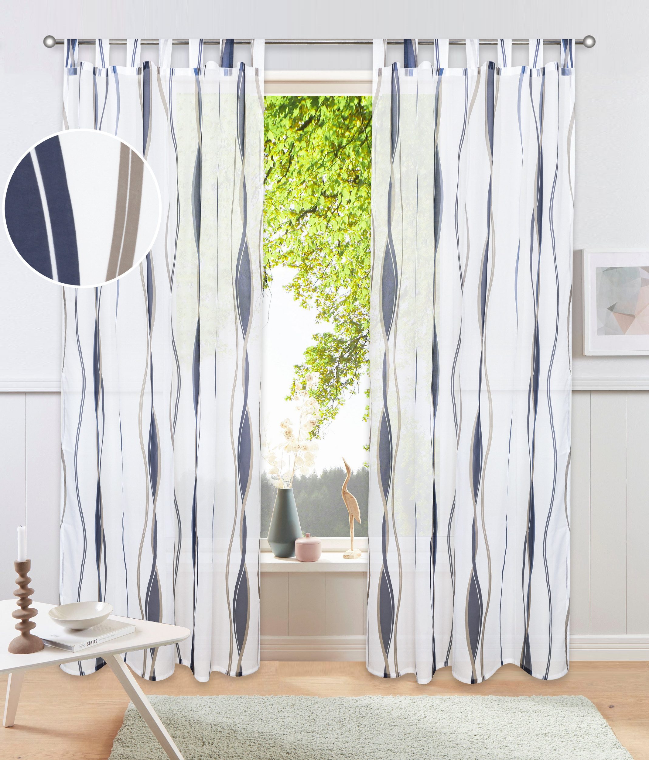 OTTO home Gardine DIMONA (2 St), Schlaufen, transparent, Voile, 2-er Set, Voile, Polyester, Wellen