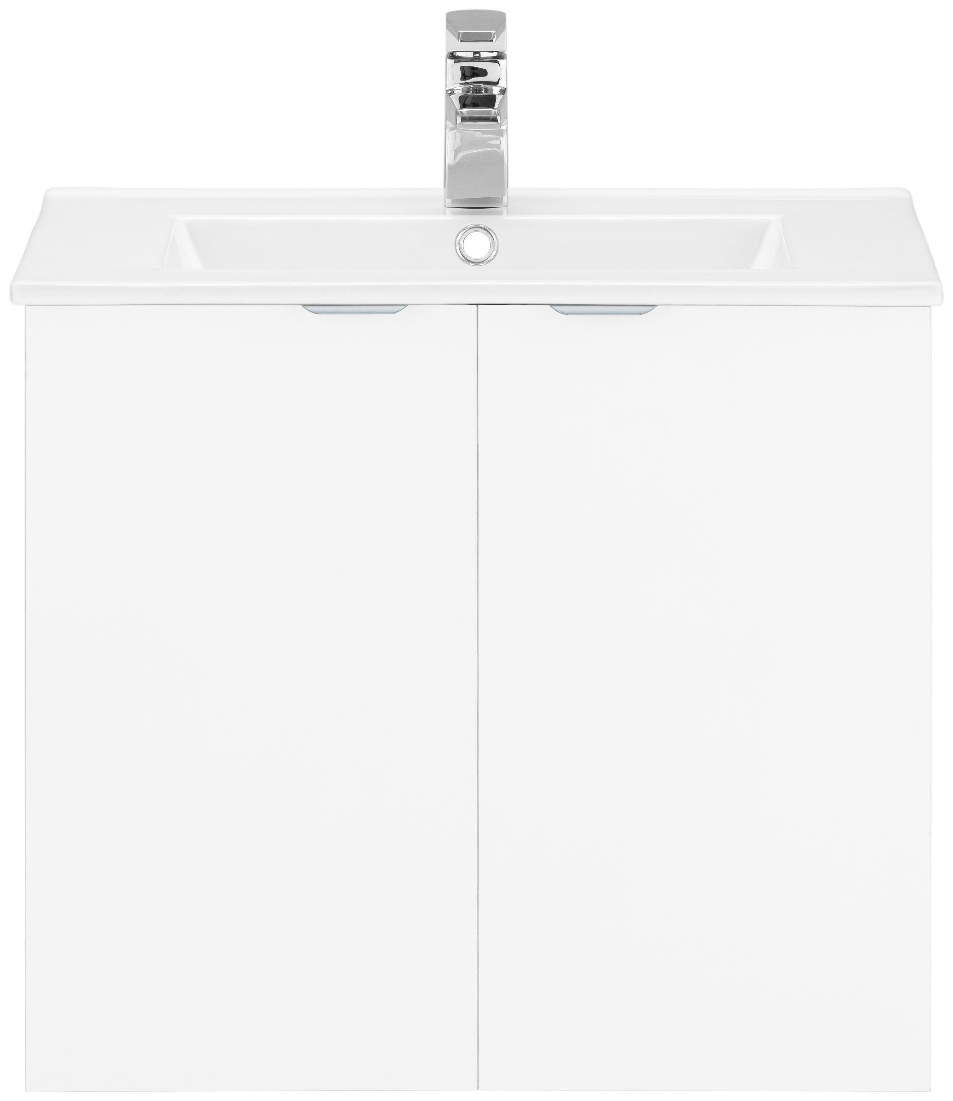 welltime Waschtisch Lage, mit 2 Türen und einem Handwaschbecken aus Keramik, 61 cm breit