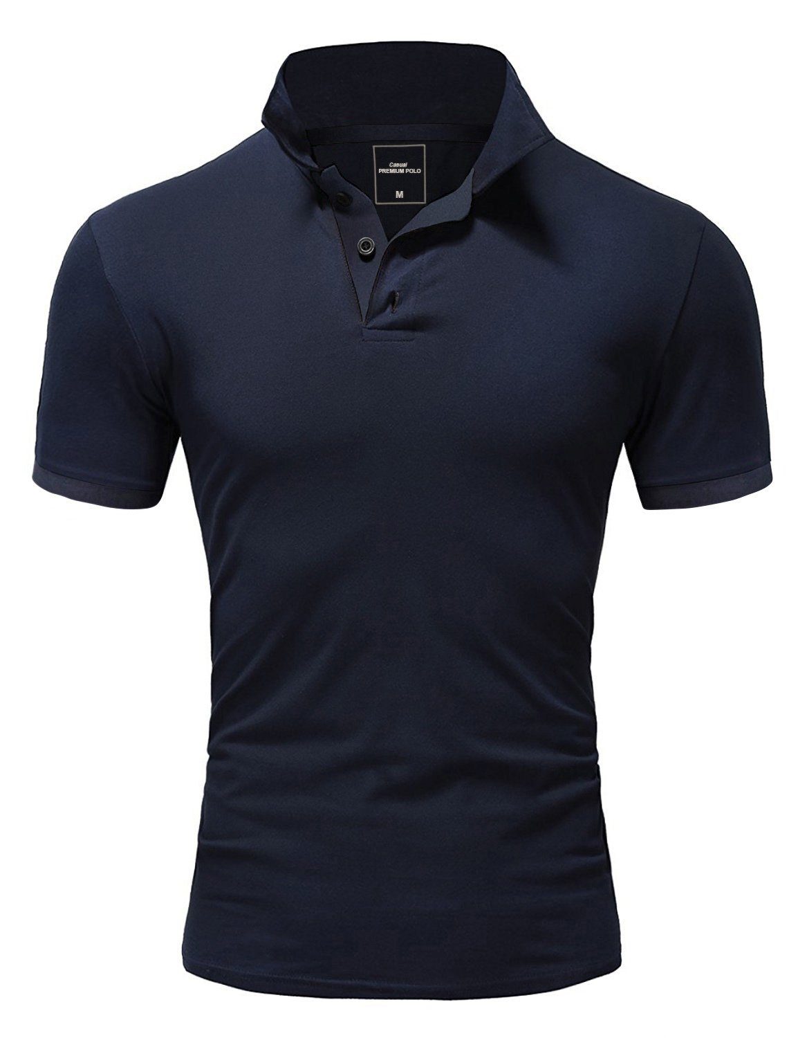 Amaci&Sons Poloshirt Poloshirt Kurzarm Navyblau Basic MAINE