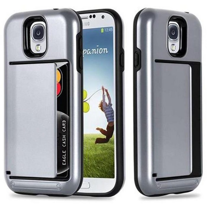 Cadorabo Handyhülle Hybrid Schutzschild mit Kartenfach Samsung Galaxy S4 Hard Cover - Hybrid TPU Silikon Handy Schutzhülle Back Cover Bumper